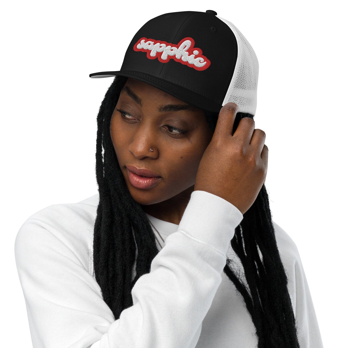 sapphic hat, sapphic trucker hat, lesbian sapphic hat