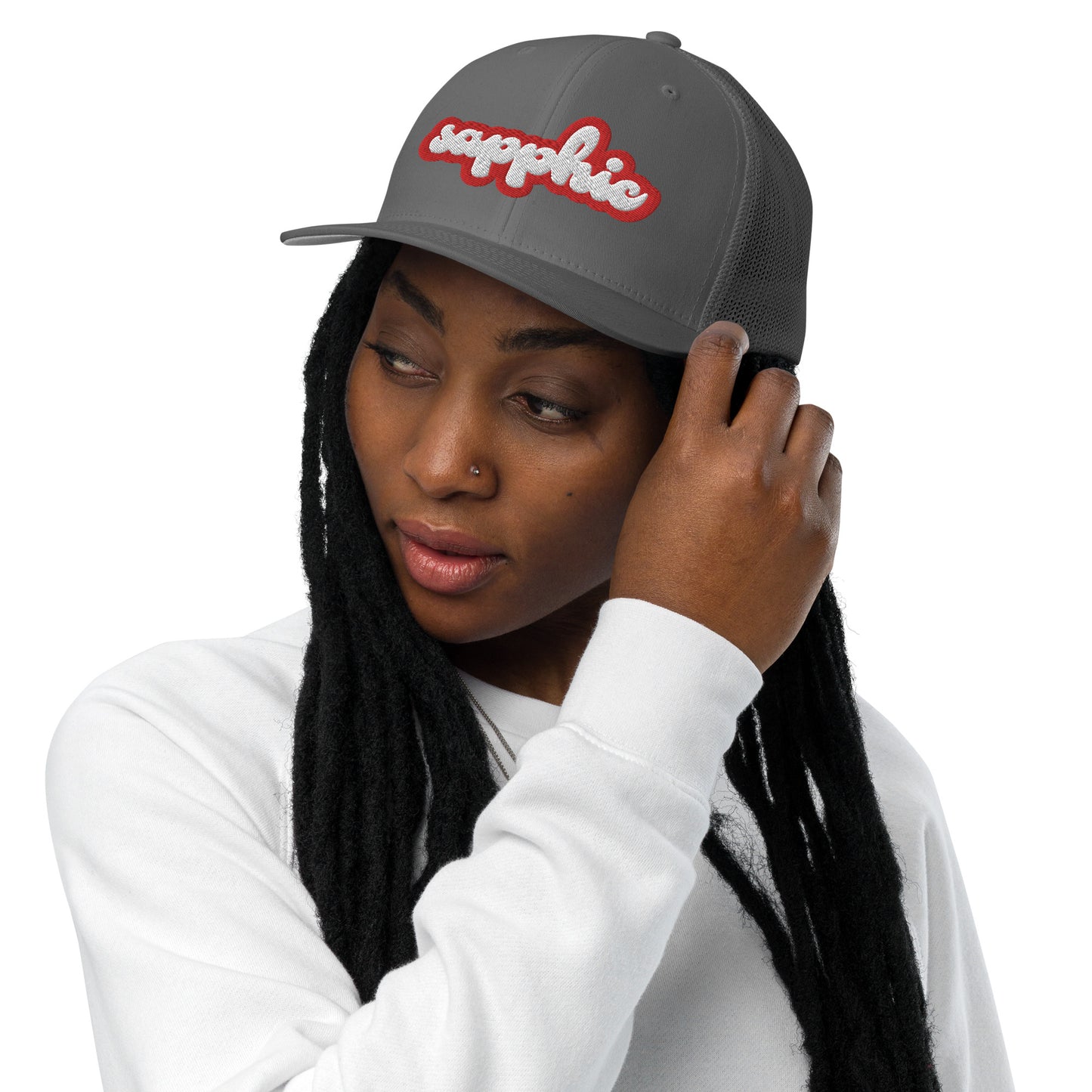 sapphic hat, sapphic trucker hat, lesbian sapphic hat