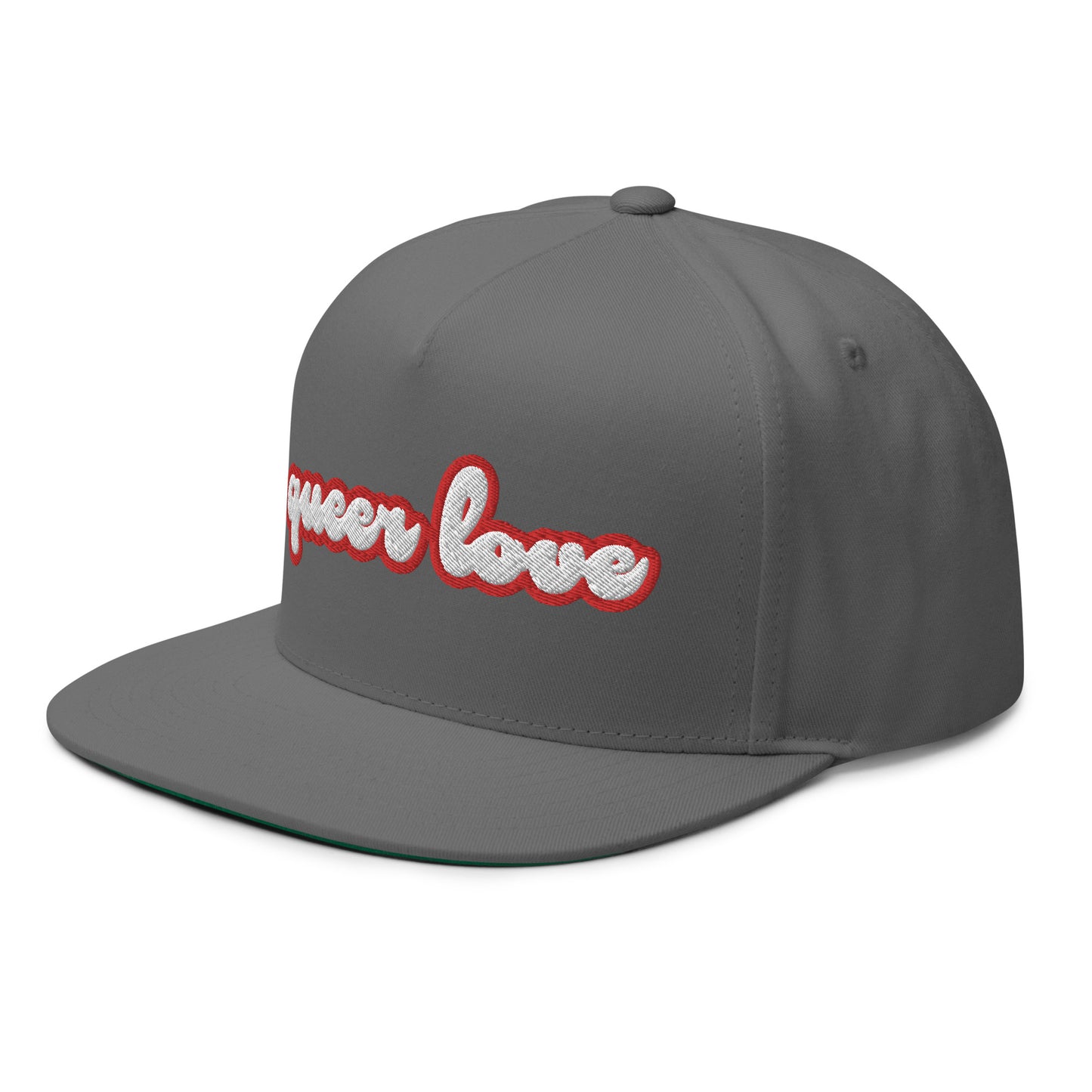 queer love flat bill hat for gays, gay love hats for men, queer hats for women, gay hats that are not rainbow colors for queers