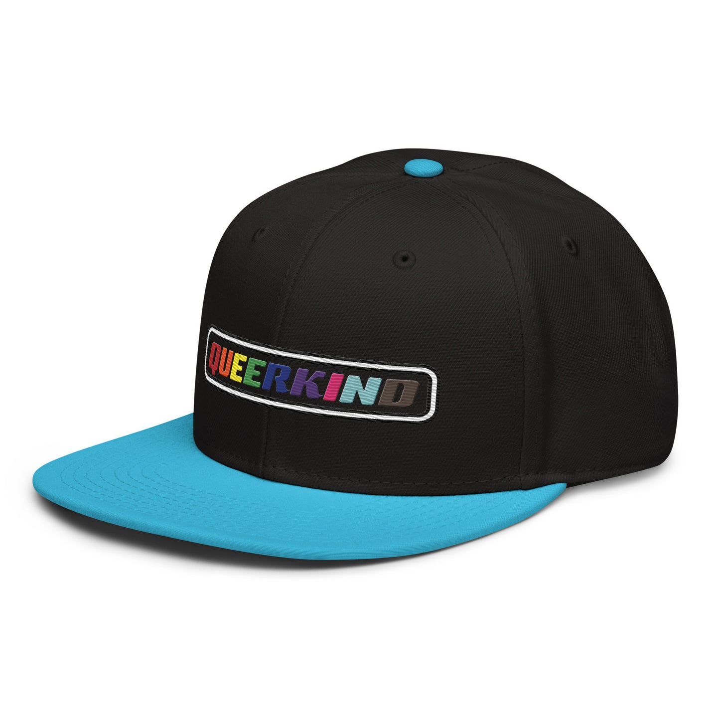 queerkind logo flat embroidery snapback hat for gays, snapback hats for gays, gay trucker hats, lesbian trucker hats
