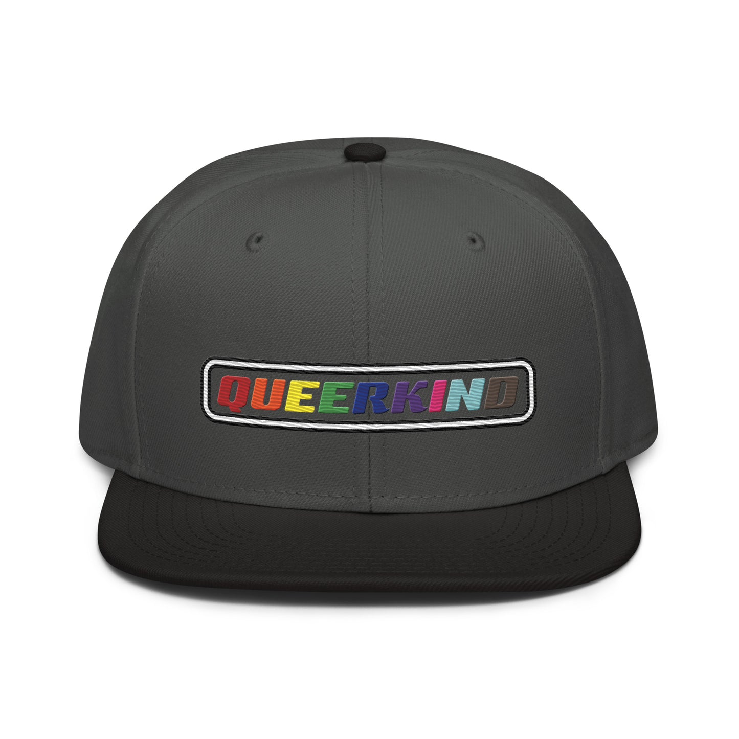 queerkind logo flat embroidery snapback hat for gays, snapback hats for gays, gay trucker hats, lesbian trucker hats
