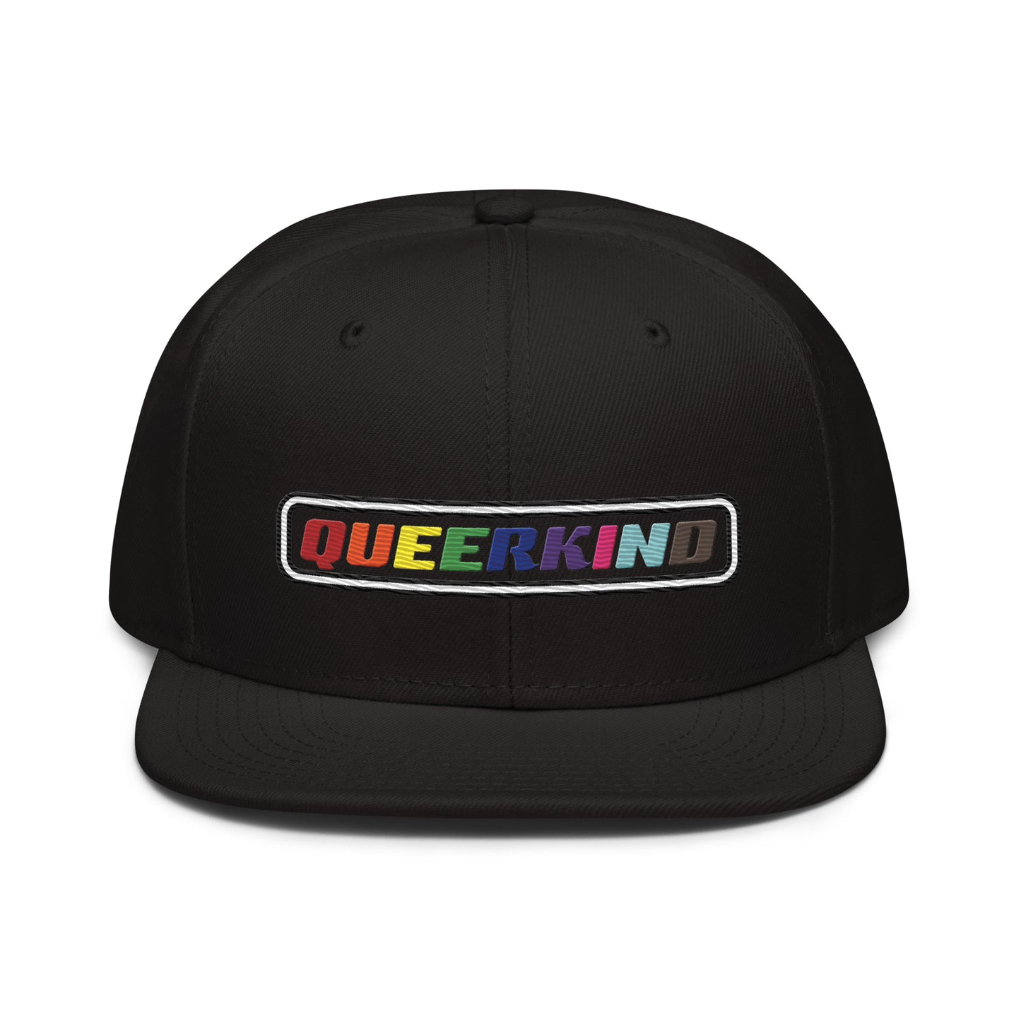 queerkind logo flat embroidery snapback hat for gays, snapback hats for gays, gay trucker hats, lesbian trucker hats