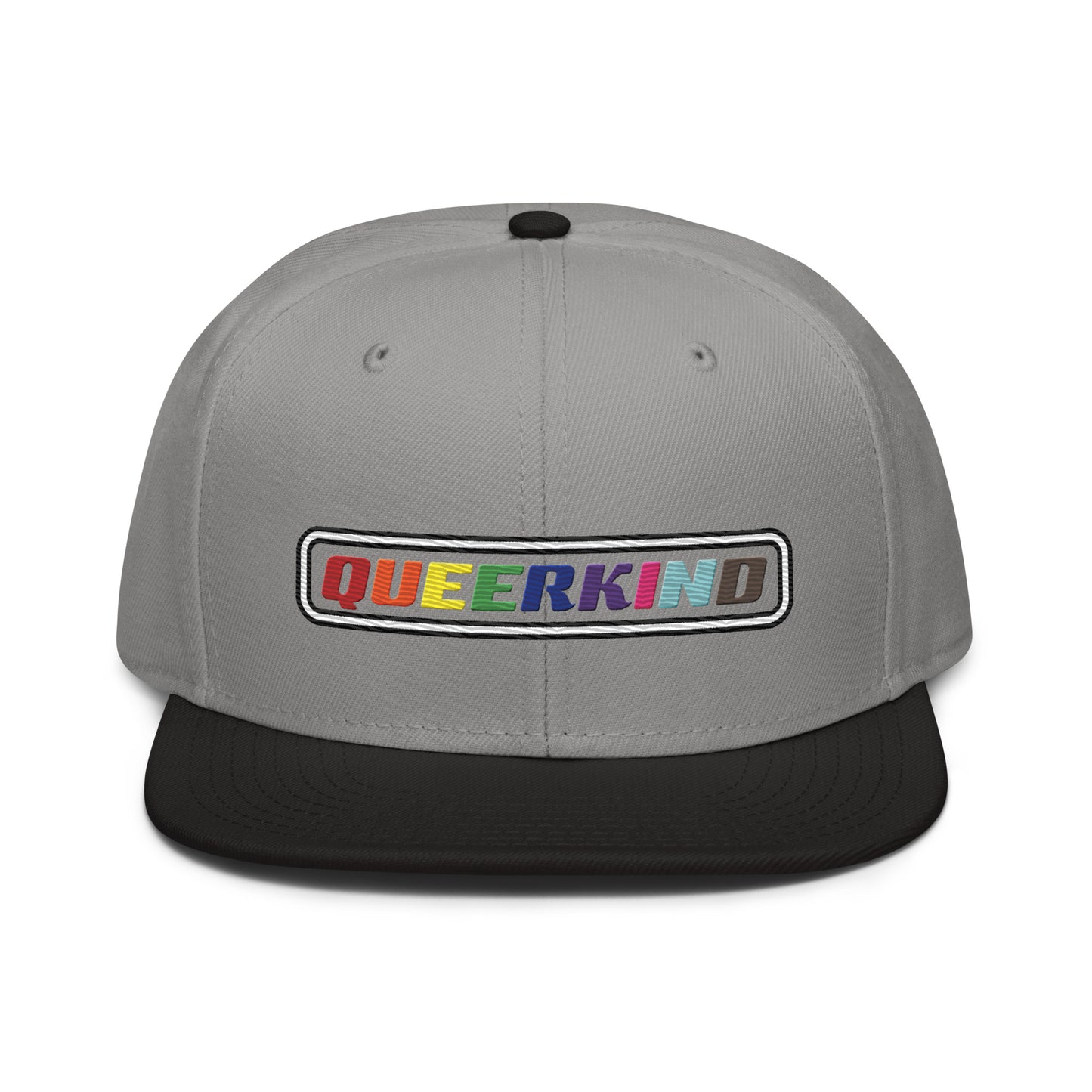 queerkind logo flat embroidery snapback hat for gays, snapback hats for gays, gay trucker hats, lesbian trucker hats