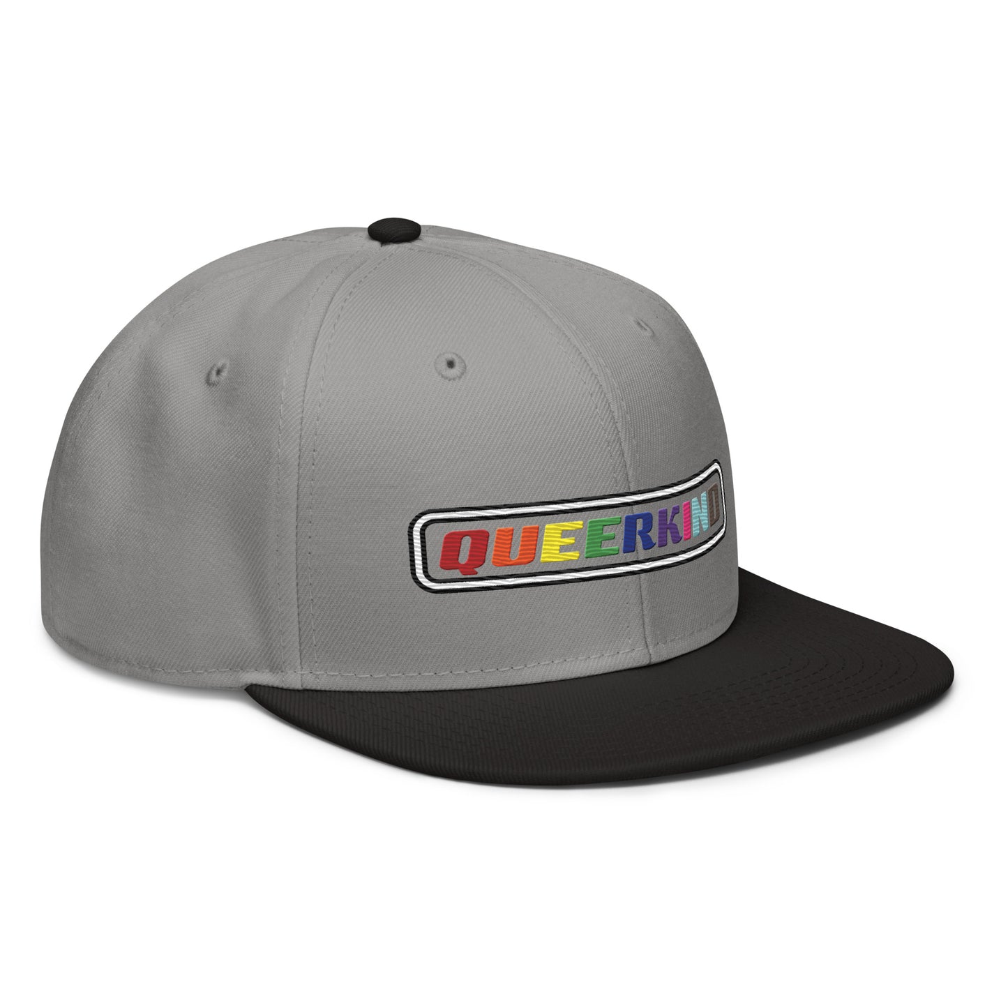 queerkind logo flat embroidery snapback hat for gays, snapback hats for gays, gay trucker hats, lesbian trucker hats
