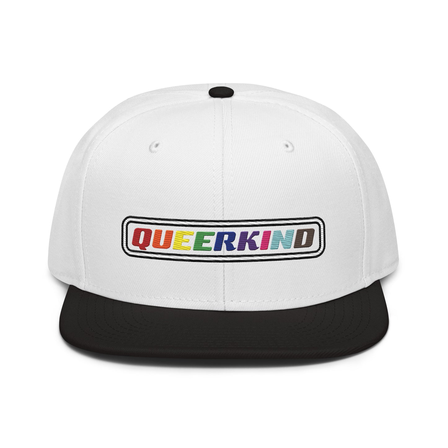queerkind logo flat embroidery snapback hat for gays, snapback hats for gays, gay trucker hats, lesbian trucker hats