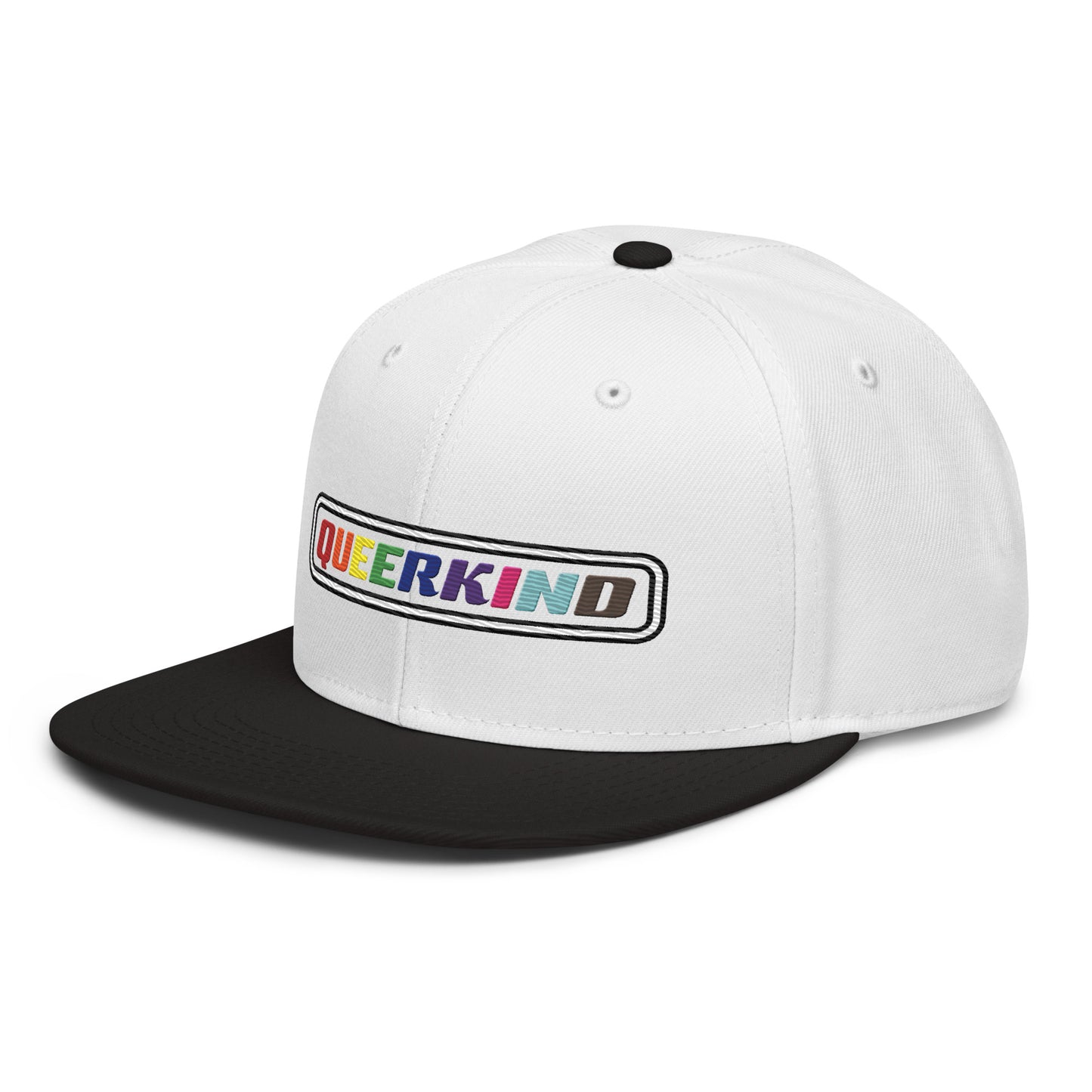 queerkind logo flat embroidery snapback hat for gays, snapback hats for gays, gay trucker hats, lesbian trucker hats
