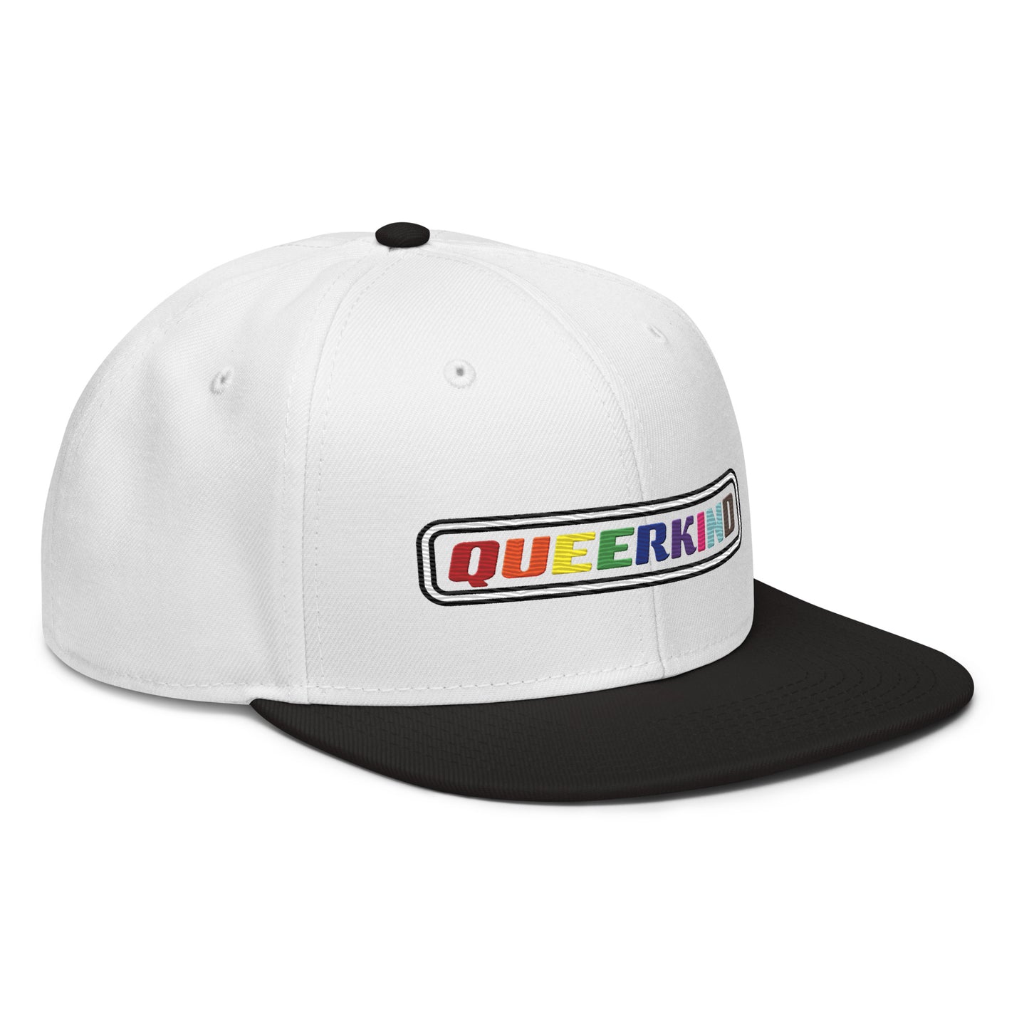 queerkind logo flat embroidery snapback hat for gays, snapback hats for gays, gay trucker hats, lesbian trucker hats
