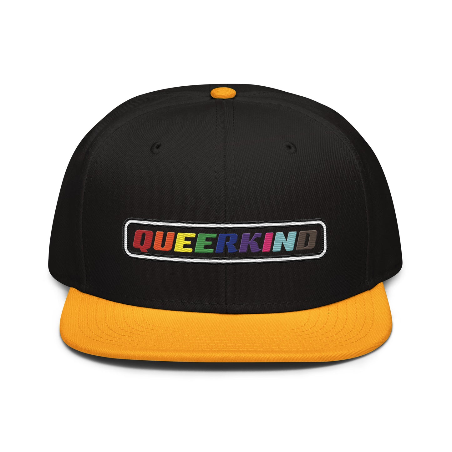queerkind logo flat embroidery snapback hat for gays, snapback hats for gays, gay trucker hats, lesbian trucker hats