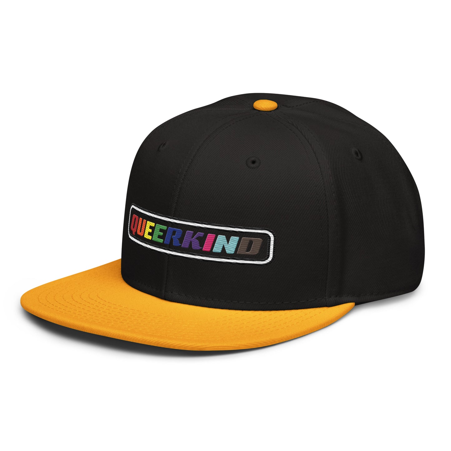 queerkind logo flat embroidery snapback hat for gays, snapback hats for gays, gay trucker hats, lesbian trucker hats