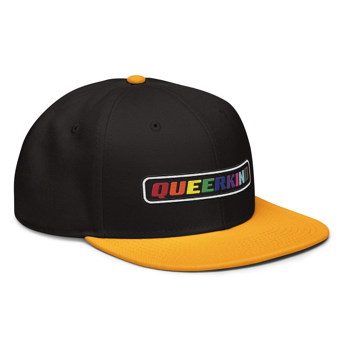 queerkind logo flat embroidery snapback hat for gays, snapback hats for gays, gay trucker hats, lesbian trucker hats