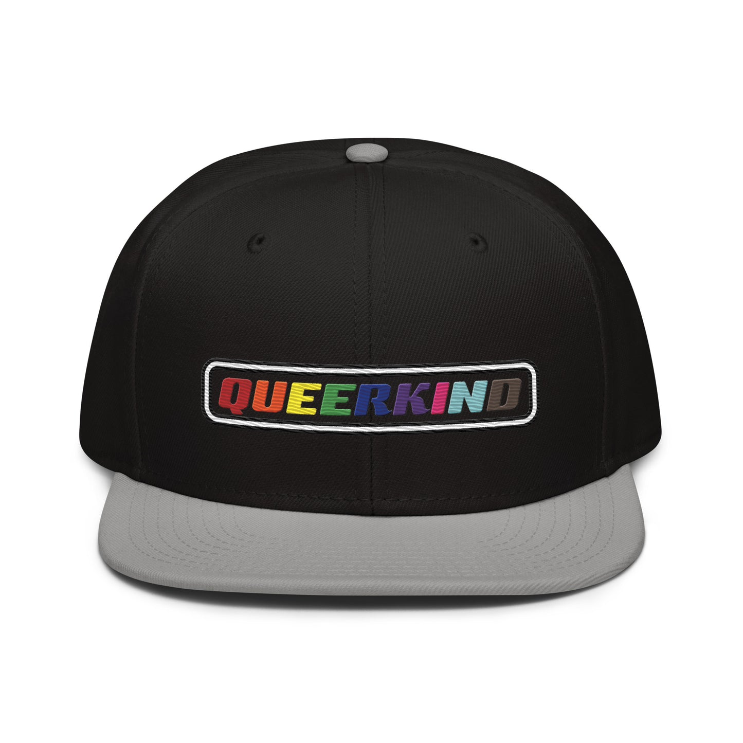 queerkind logo flat embroidery snapback hat for gays, snapback hats for gays, gay trucker hats, lesbian trucker hats