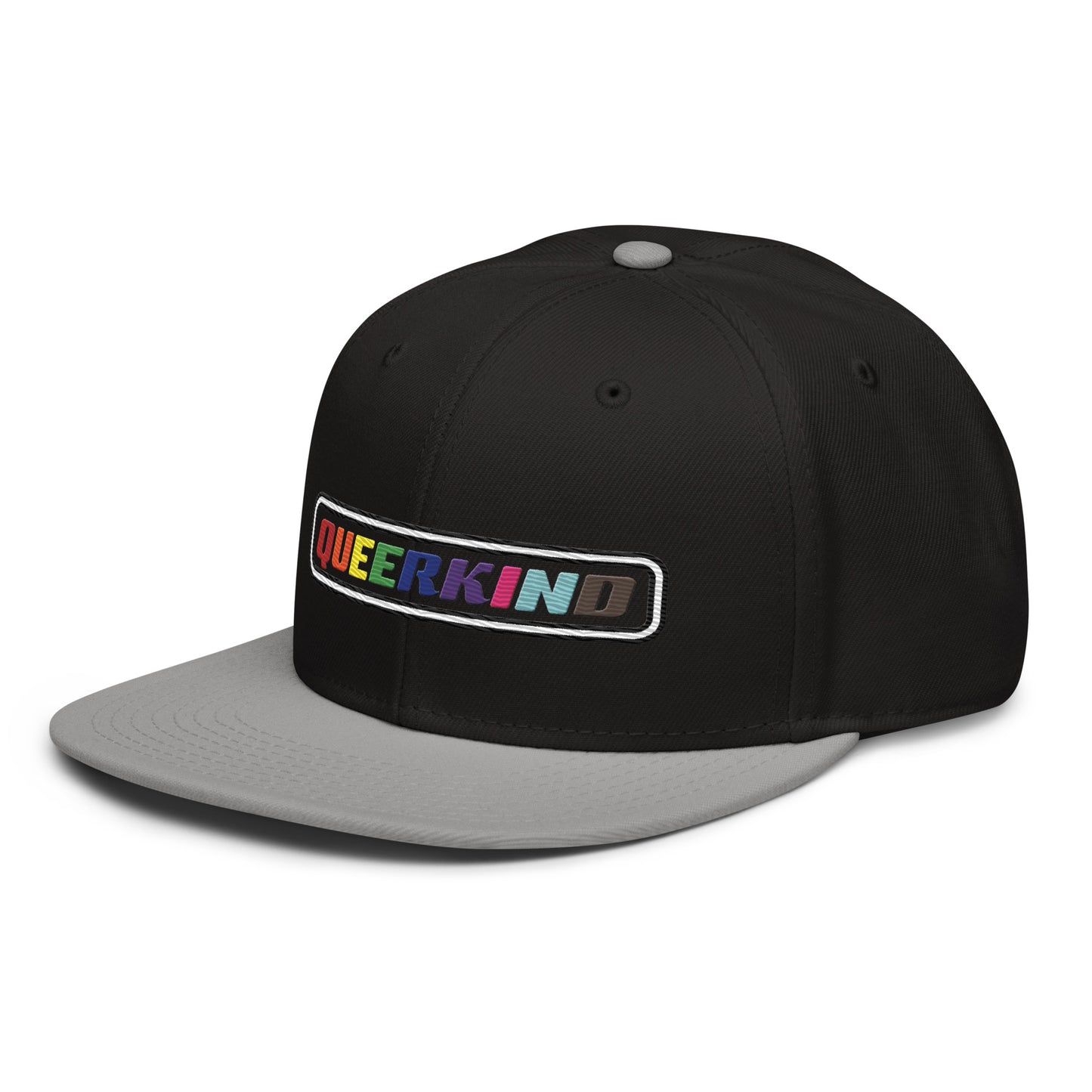queerkind logo flat embroidery snapback hat for gays, snapback hats for gays, gay trucker hats, lesbian trucker hats