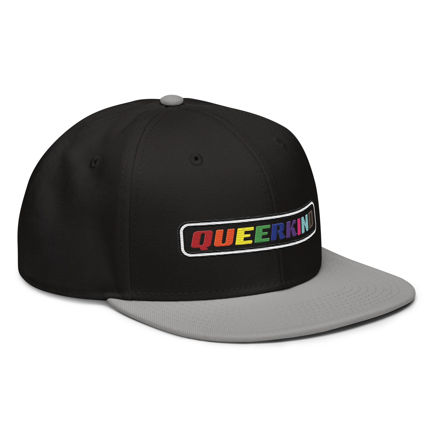 queerkind logo flat embroidery snapback hat for gays, snapback hats for gays, gay trucker hats, lesbian trucker hats