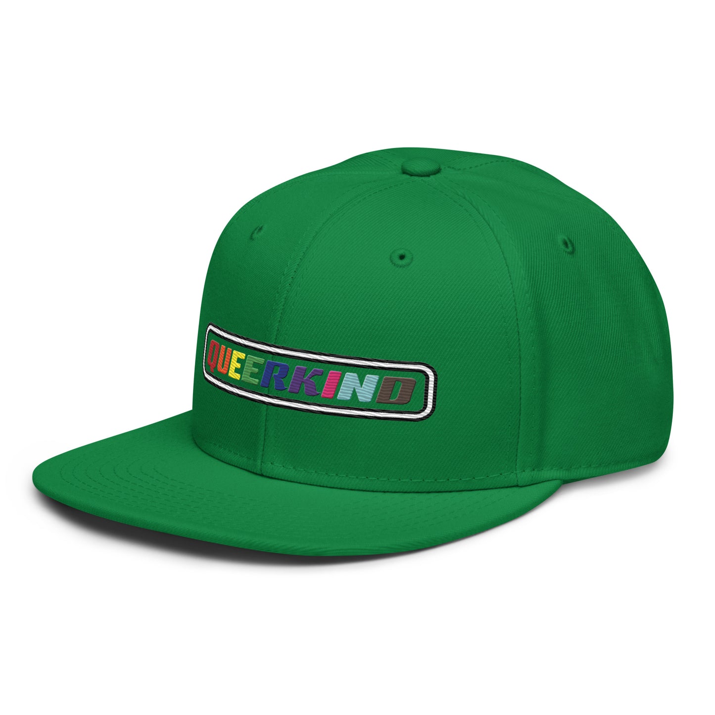 queerkind logo flat embroidery snapback hat for gays, snapback hats for gays, gay trucker hats, lesbian trucker hats