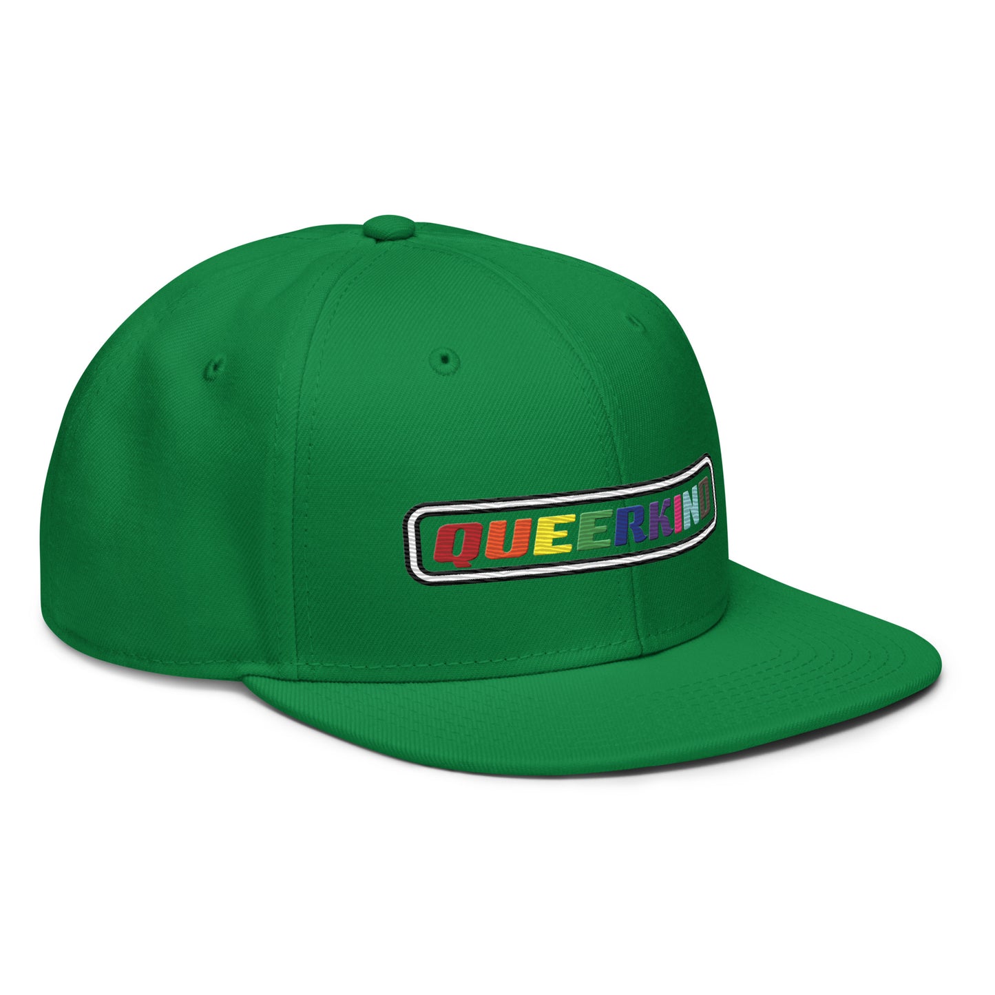 queerkind logo flat embroidery snapback hat for gays, snapback hats for gays, gay trucker hats, lesbian trucker hats