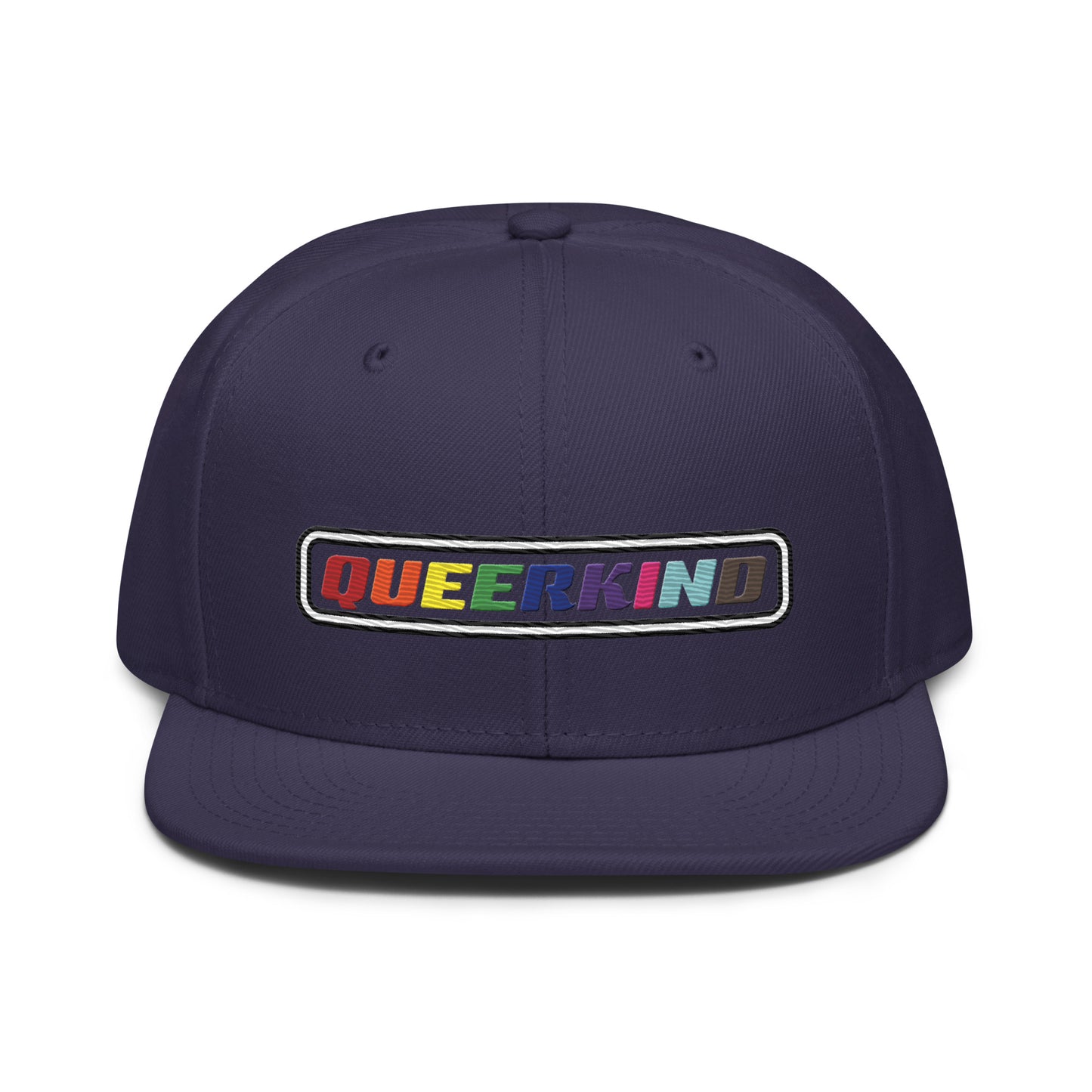 queerkind logo flat embroidery snapback hat for gays, snapback hats for gays, gay trucker hats, lesbian trucker hats