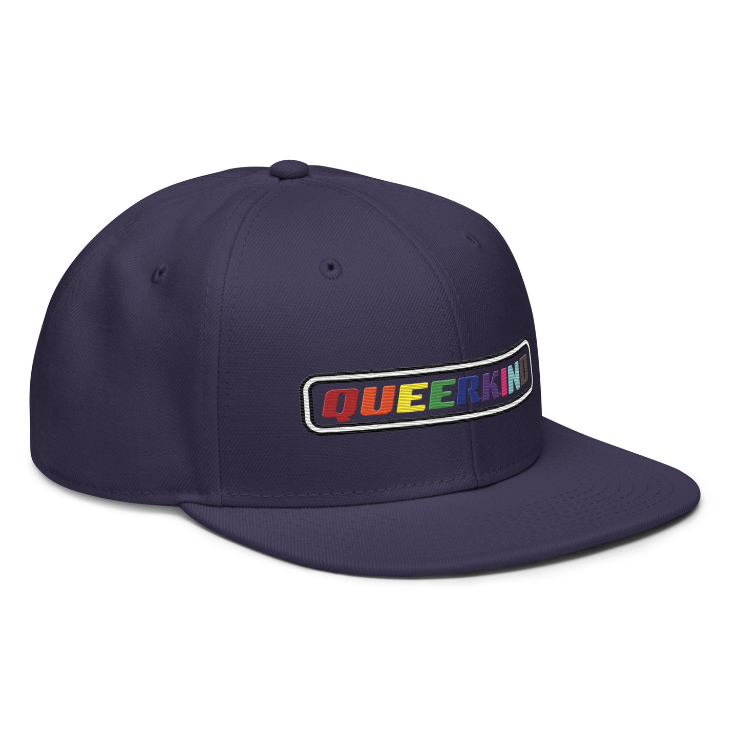 queerkind logo flat embroidery snapback hat for gays, snapback hats for gays, gay trucker hats, lesbian trucker hats