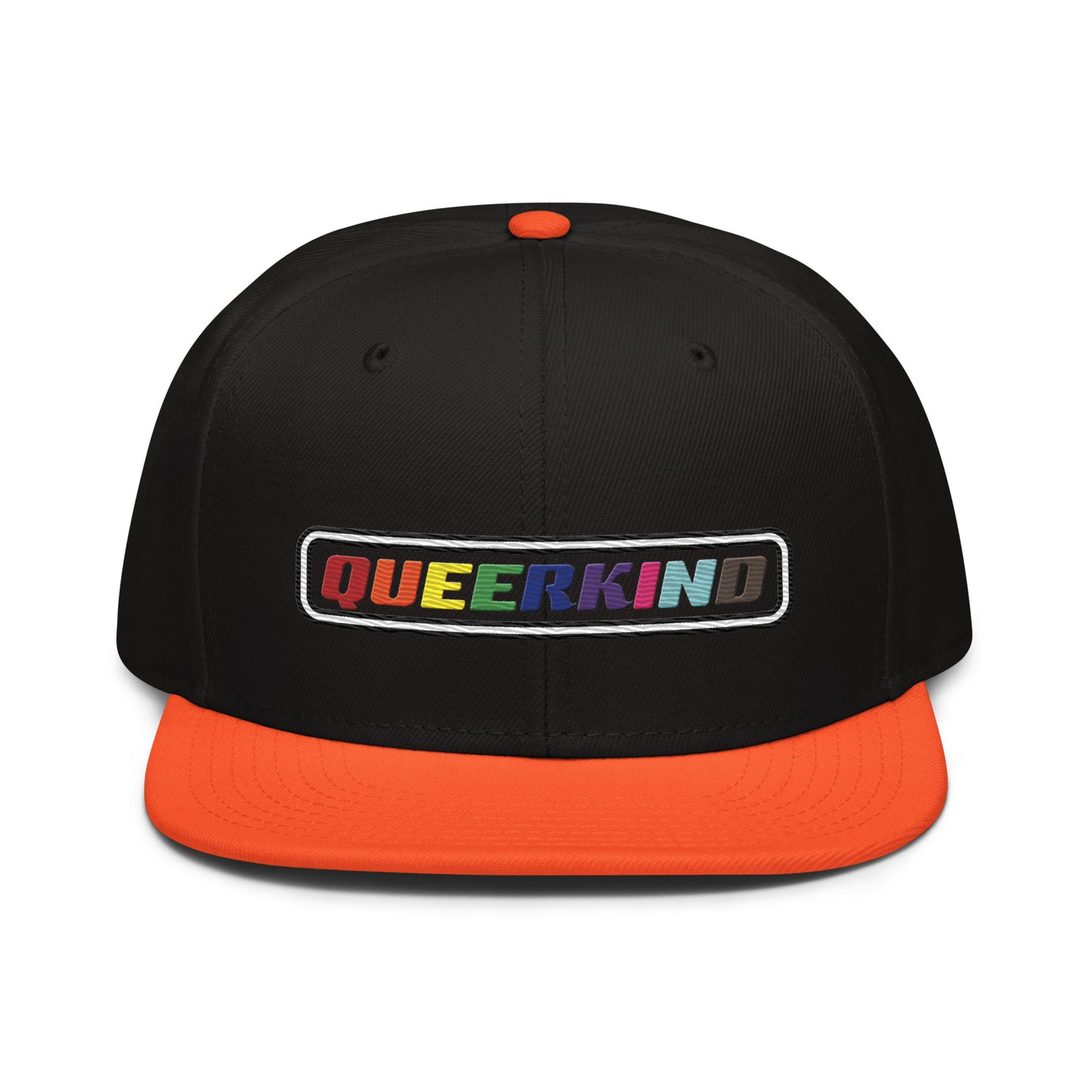queerkind logo flat embroidery snapback hat for gays, snapback hats for gays, gay trucker hats, lesbian trucker hats