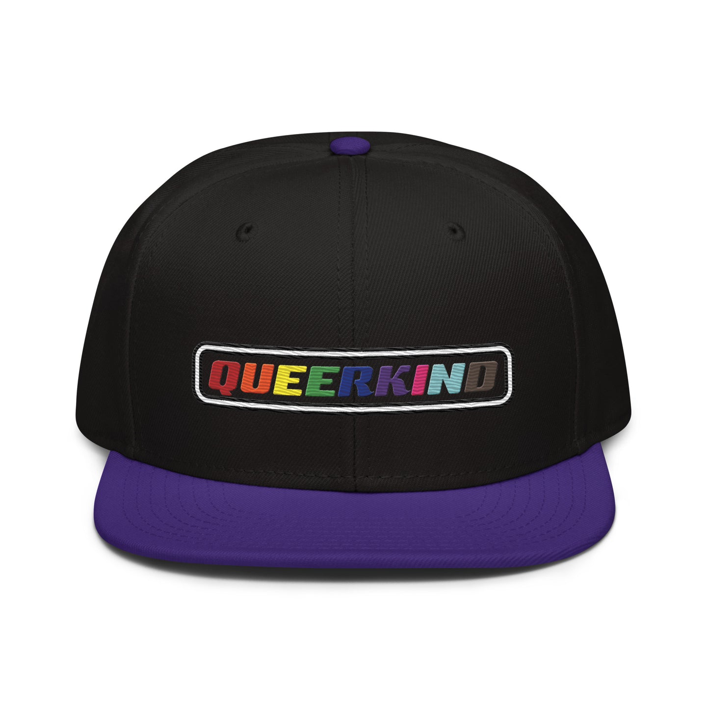 queerkind logo flat embroidery snapback hat for gays, snapback hats for gays, gay trucker hats, lesbian trucker hats