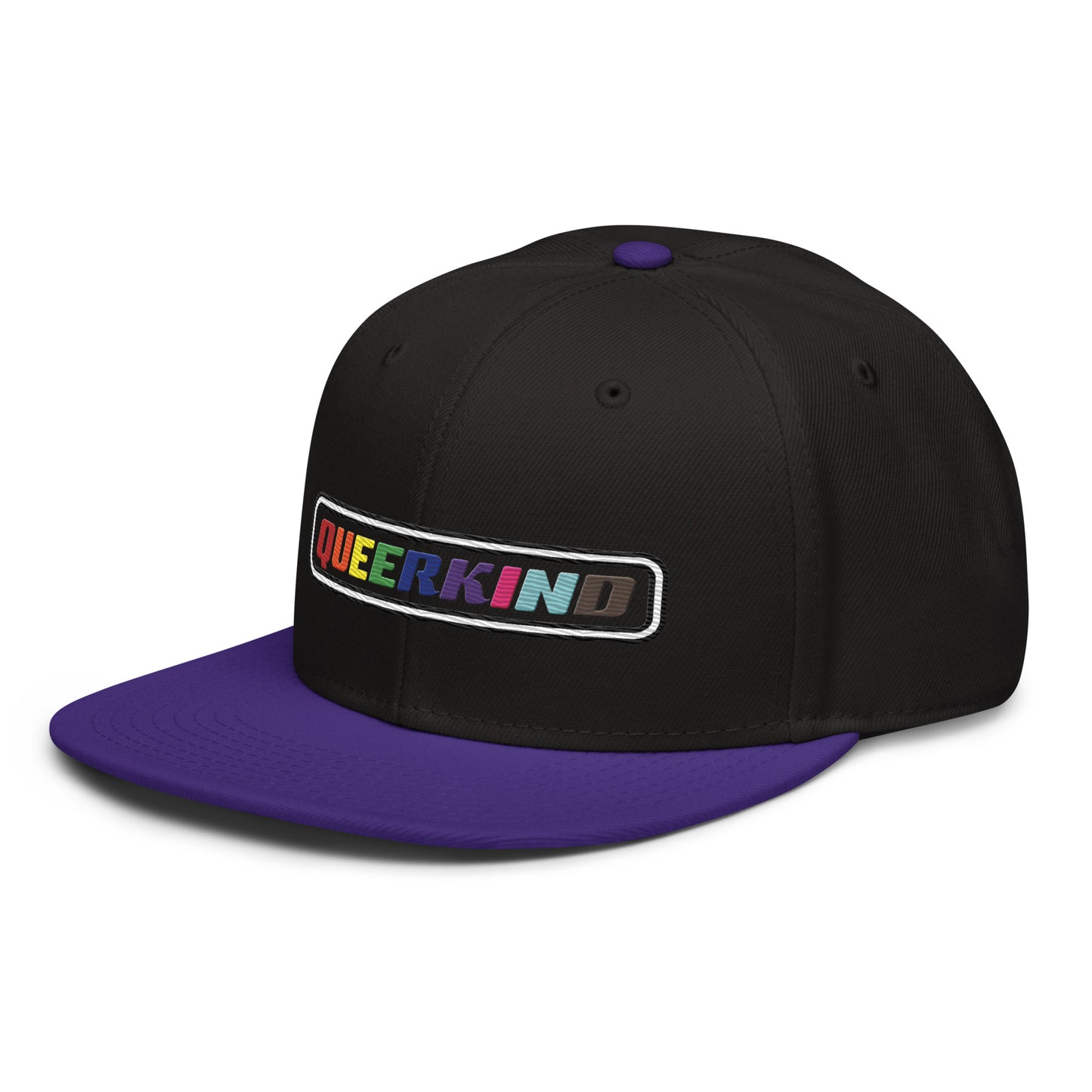 queerkind logo flat embroidery snapback hat for gays, snapback hats for gays, gay trucker hats, lesbian trucker hats