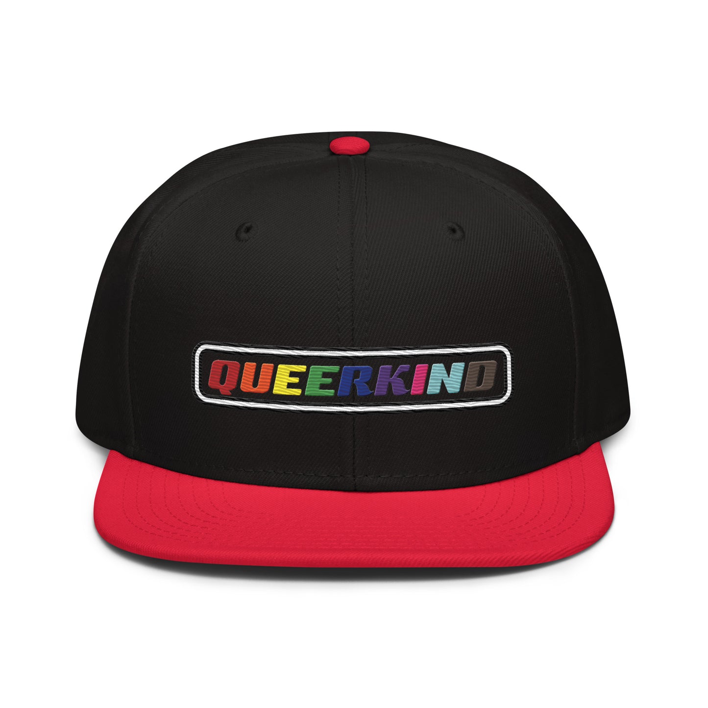 queerkind logo flat embroidery snapback hat for gays, snapback hats for gays, gay trucker hats, lesbian trucker hats
