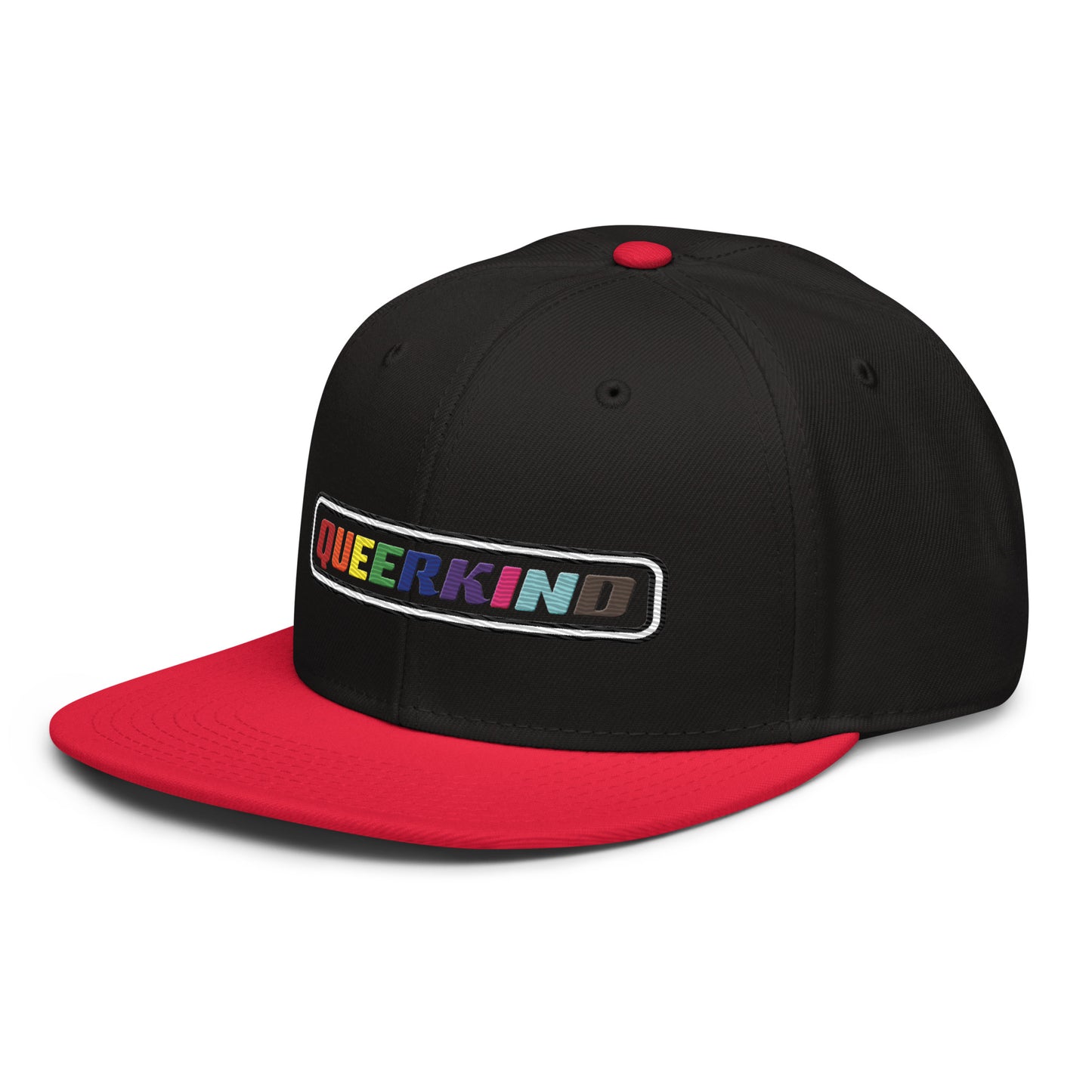 queerkind logo flat embroidery snapback hat for gays, snapback hats for gays, gay trucker hats, lesbian trucker hats