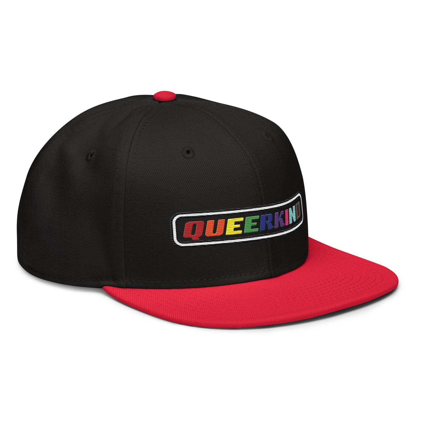 queerkind logo flat embroidery snapback hat for gays, snapback hats for gays, gay trucker hats, lesbian trucker hats
