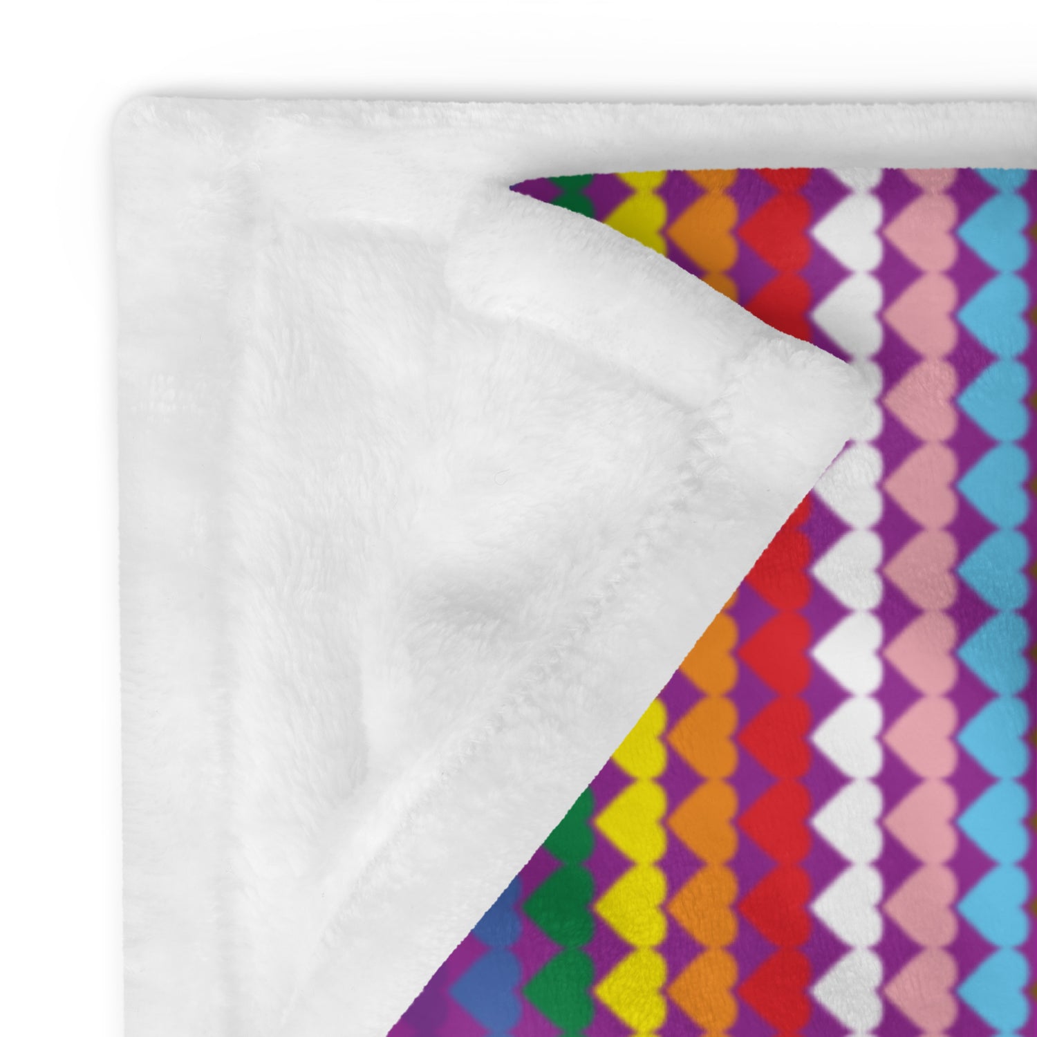 queer throw blankets with rainbow hearts