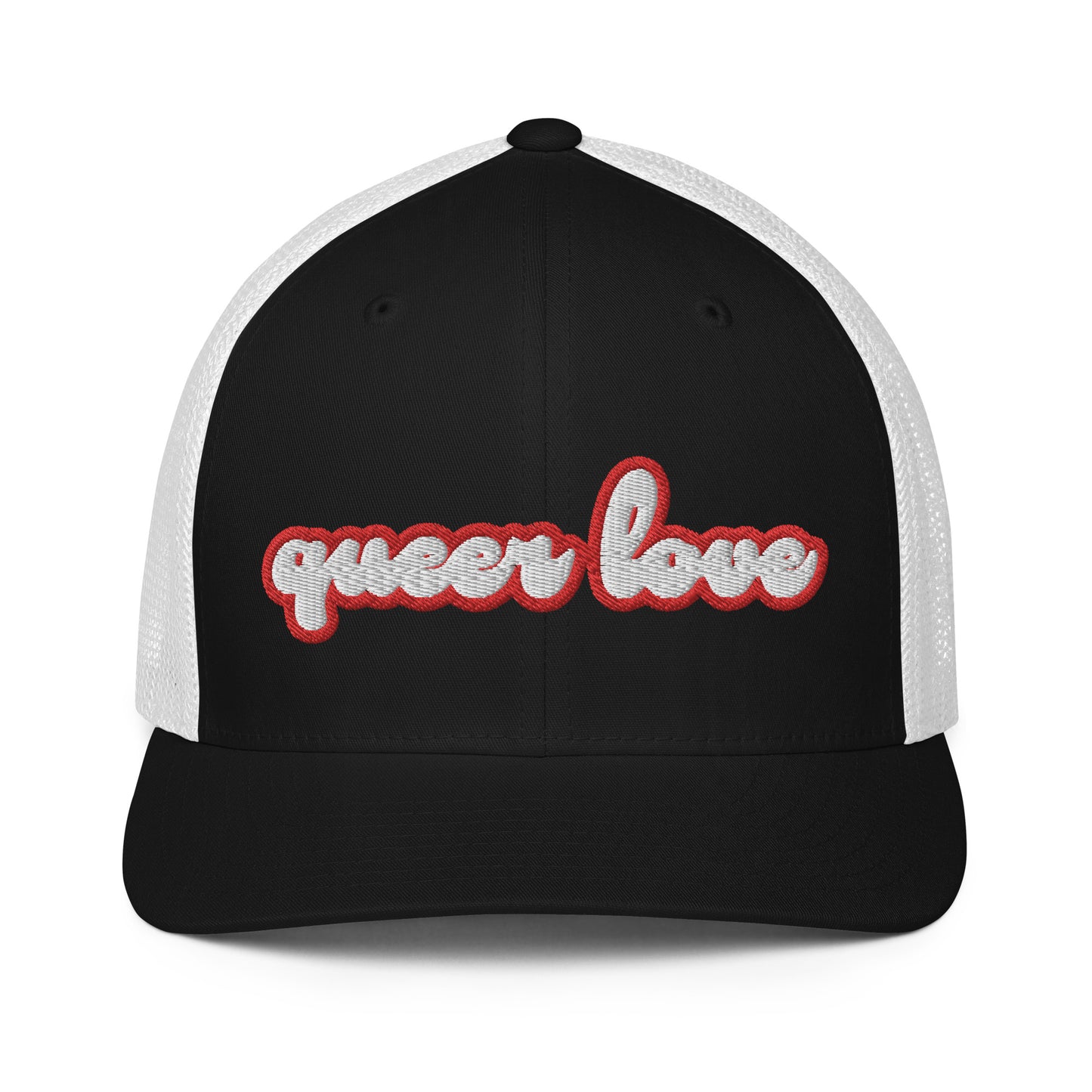 queer love trucker closed back trucket hat, gay trucker hat, gay pride clothes trucker hat, gay pride trucker hat, lesbian queer trucker hat