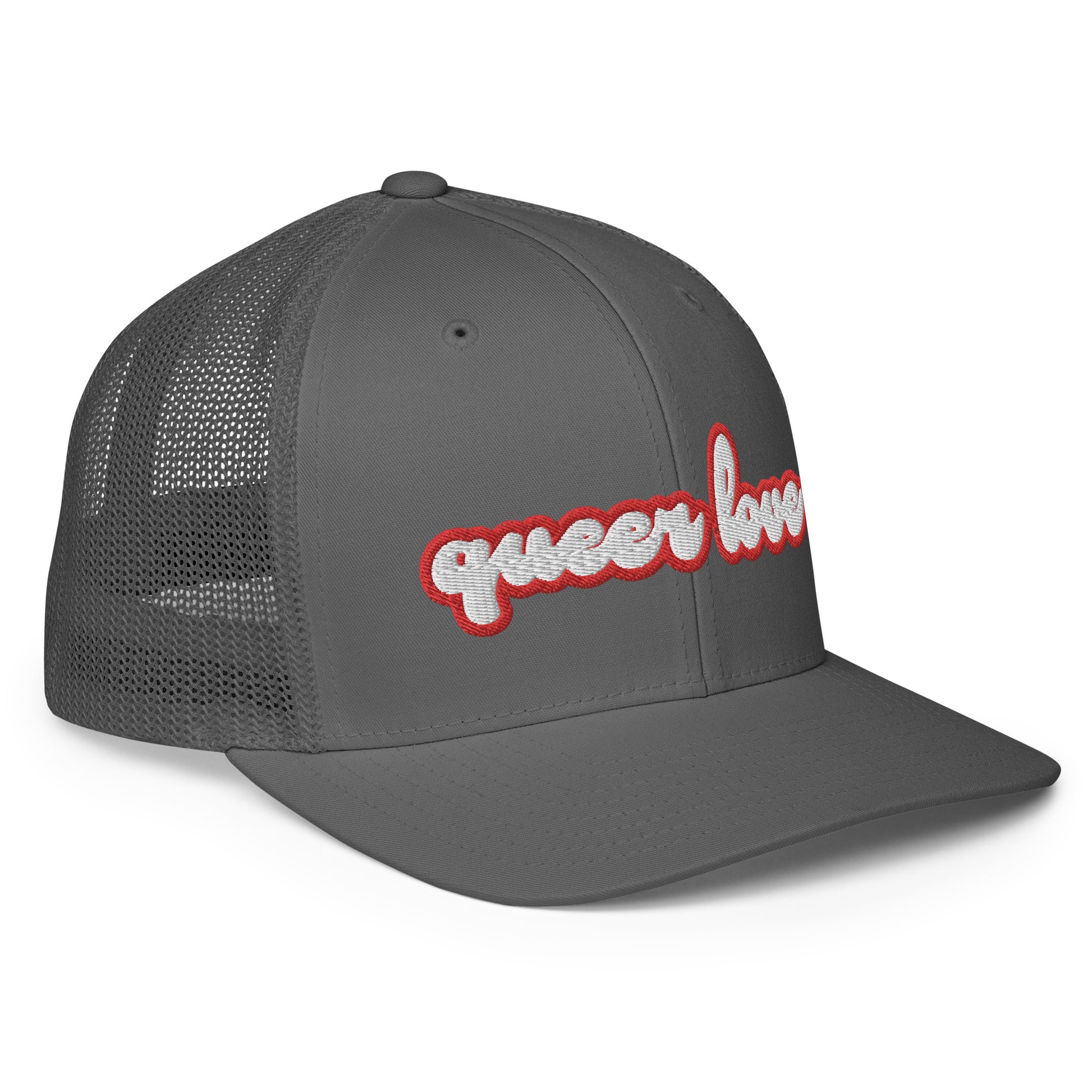 Queer Love LGBTQIA+ Closed-back Trucker Cap, gay trucker hat, womens gay trucker hats, queer trucker hat