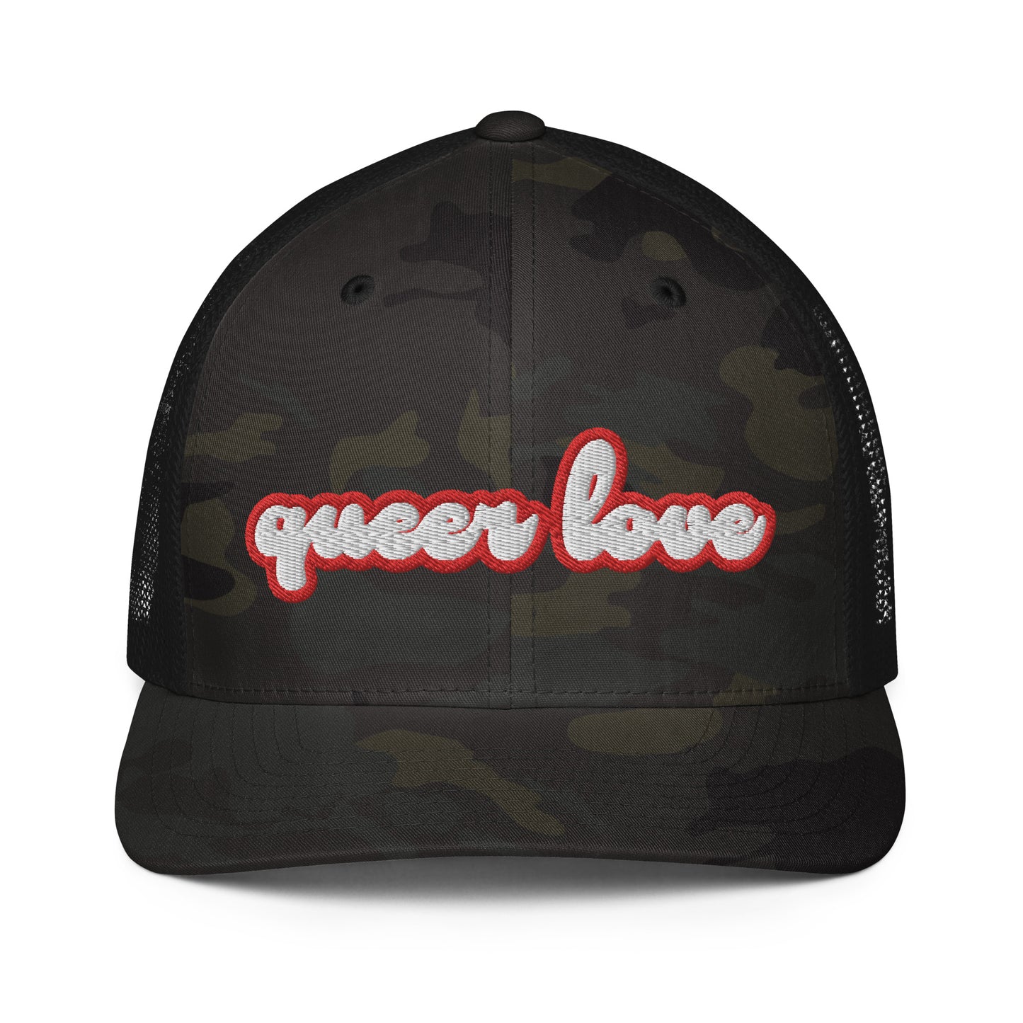 queer love trucker closed back trucket hat, gay trucker hat, gay pride clothes trucker hat, gay pride trucker hat, lesbian queer trucker hat