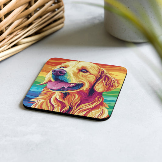 gay rainbow golden retreiver gay pride coaster