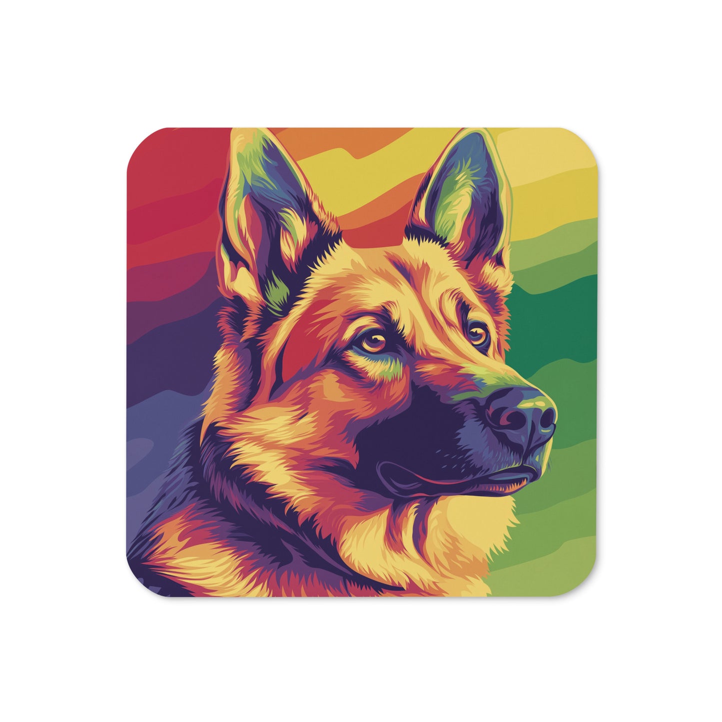 german shepard pride colors rainbow flag coaster