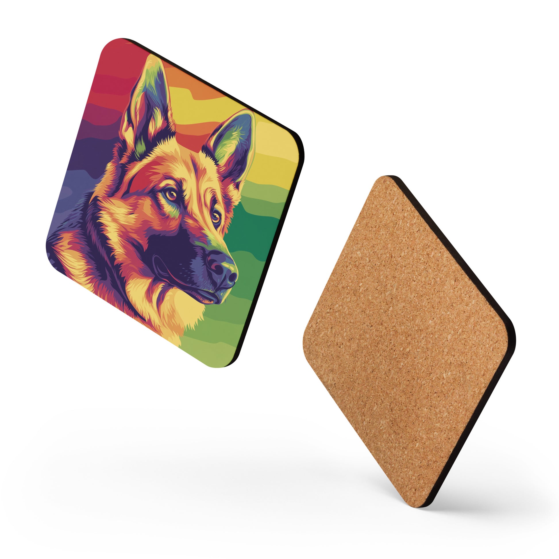 german shepard pride colors rainbow flag coaster