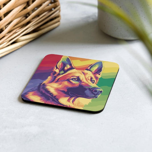 german shepard pride colors rainbow flag coaster