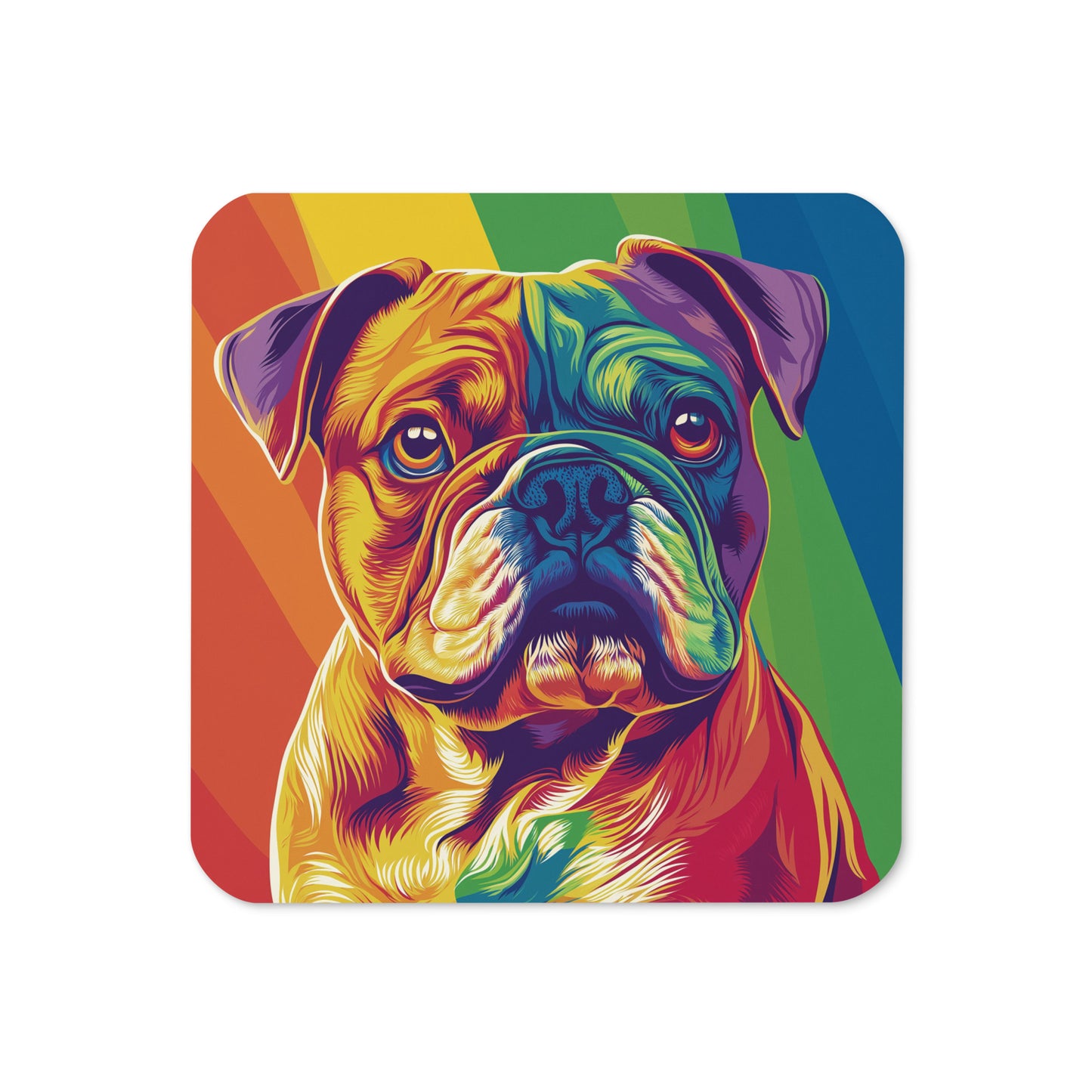 Rainbow Bulldog Single Item Coaster LGBTQIA+ | One Cork-back Coaster