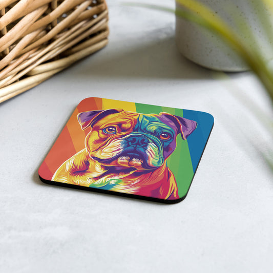 Rainbow Bulldog Single Item Coaster LGBTQIA+ | One Cork-back Coaster