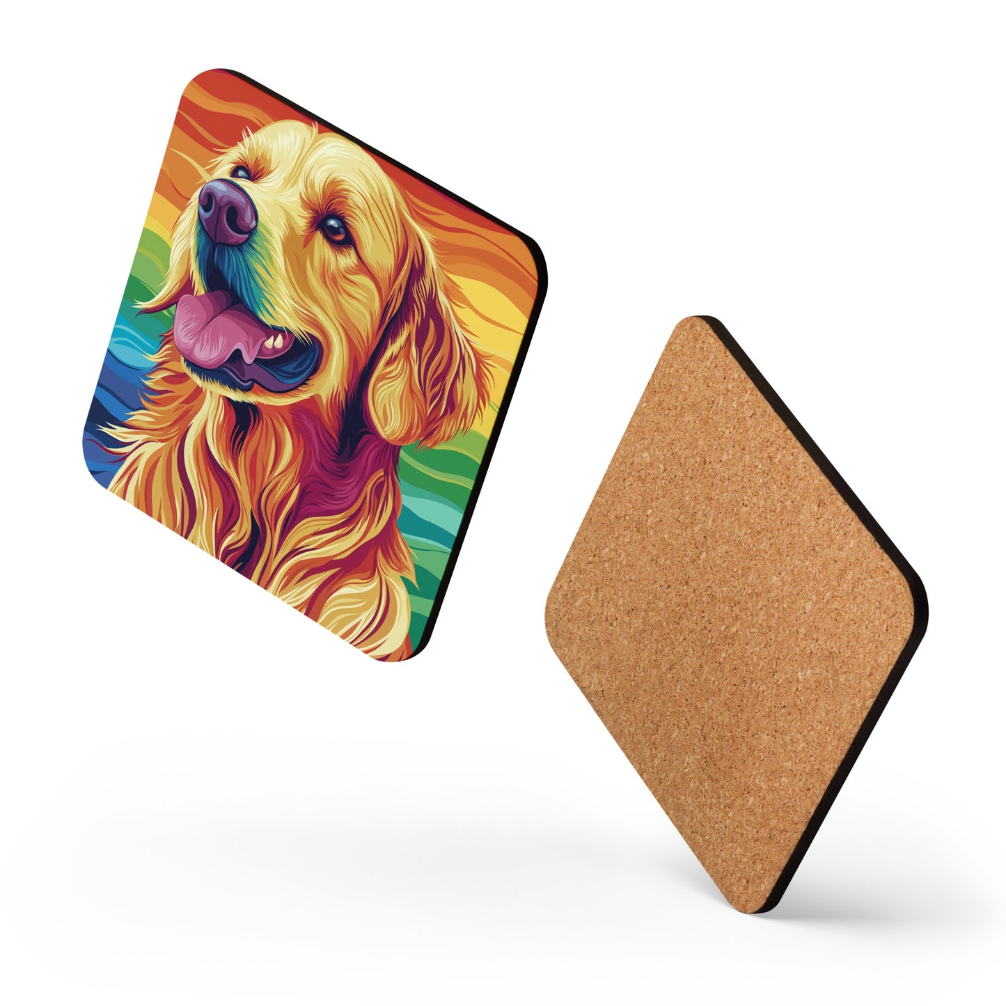 gay rainbow golden retreiver gay pride coaster