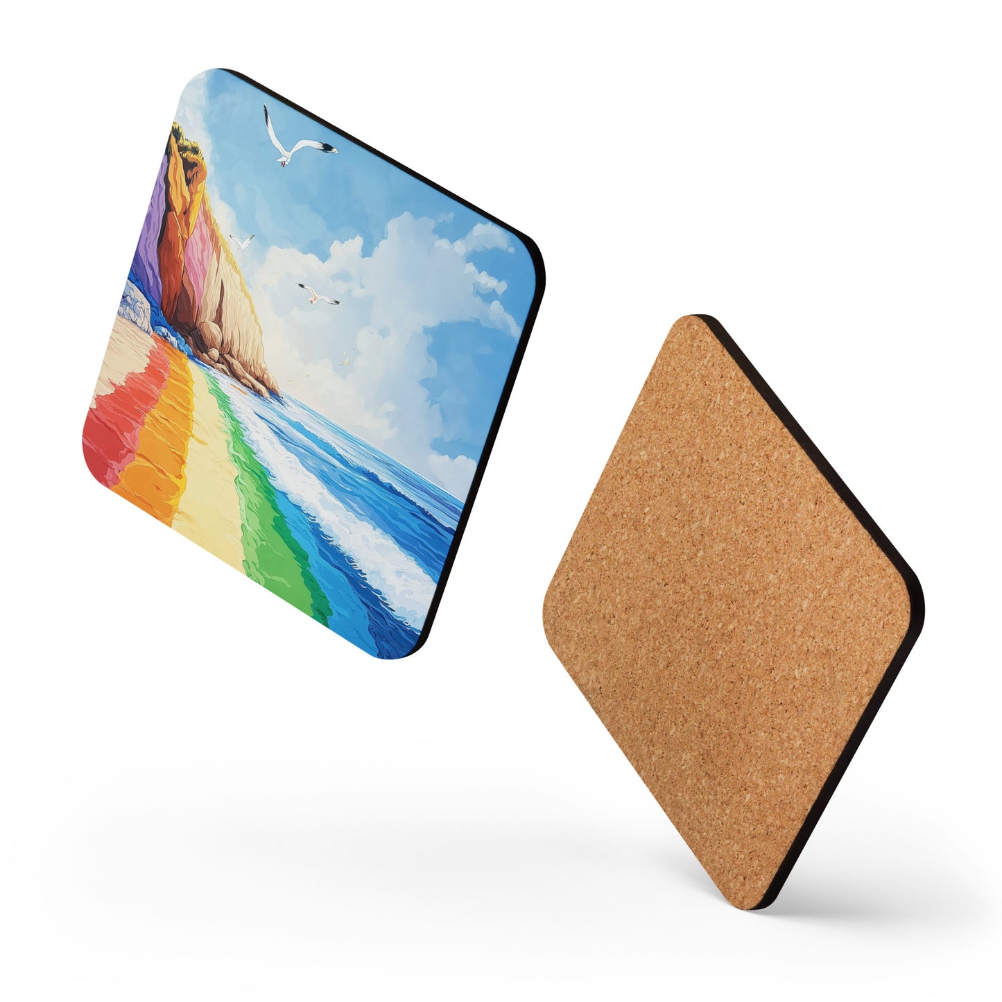 rainbow beach scene gay pride coaster gift