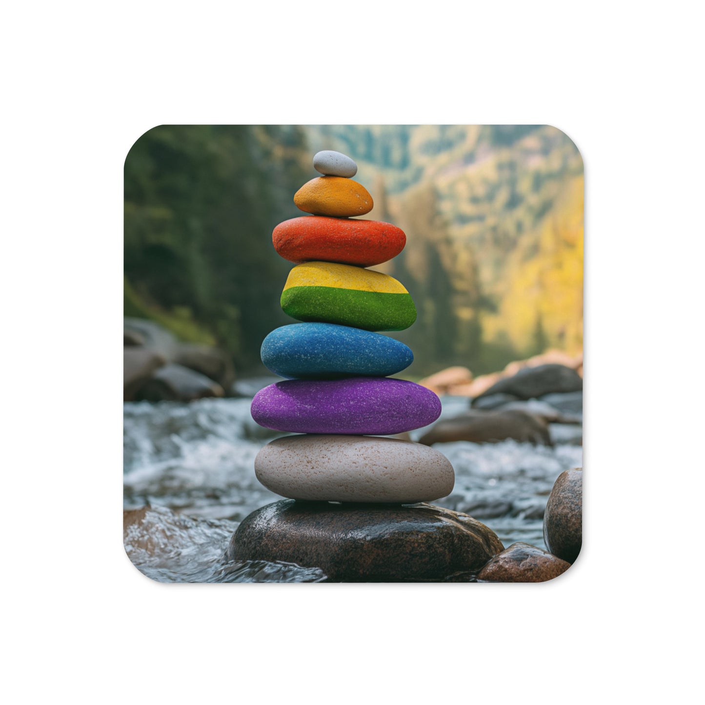 rainbow stacked stones gay pride coaster gift