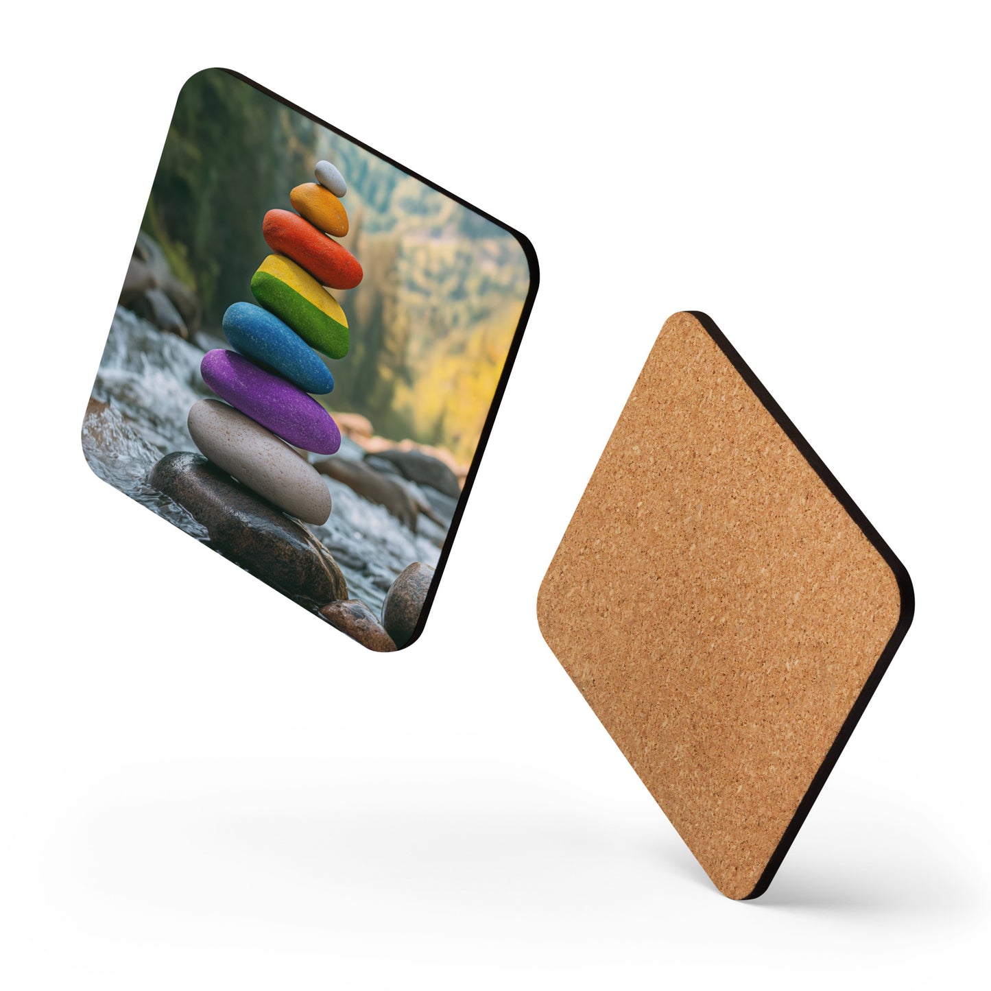 rainbow stacked stones gay pride coaster gift