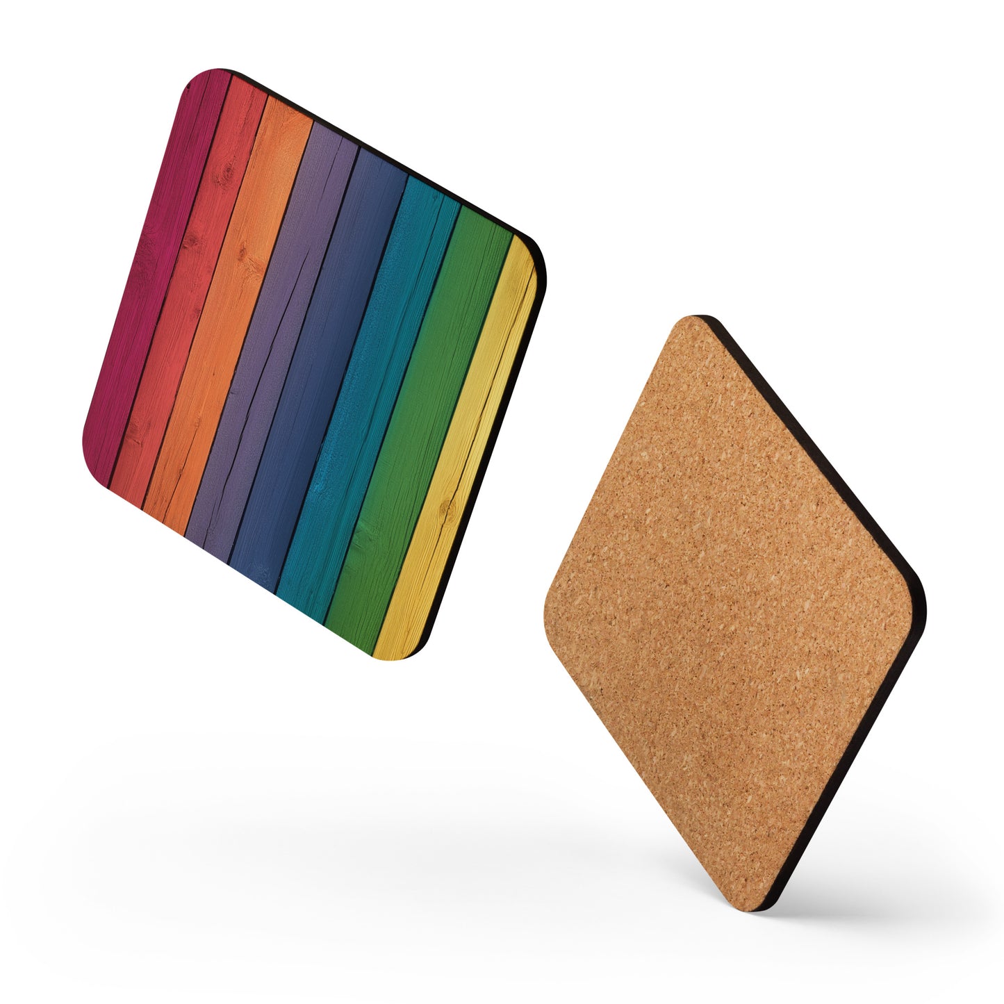 rainbow wood texture gay pride coaster gift