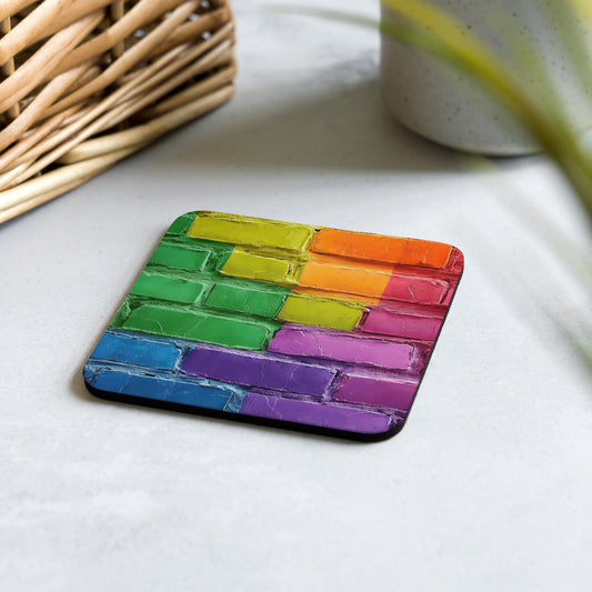 rainbow flag brick wall gay pride coaster gift