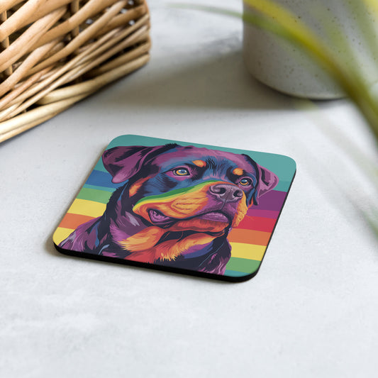 rottweiler coaster gay pride flag, gay pride rottweiler gifts, rottweiler gifts for gays