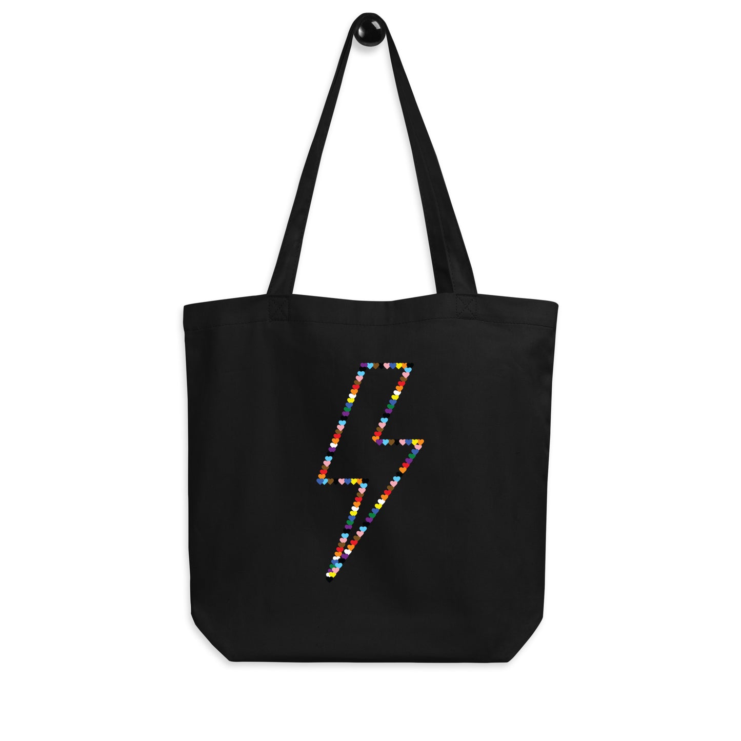 Gay Pride Lightning Bolt Rainbow Hearts - LGBTQIA+ Queer Eco Tote Bag