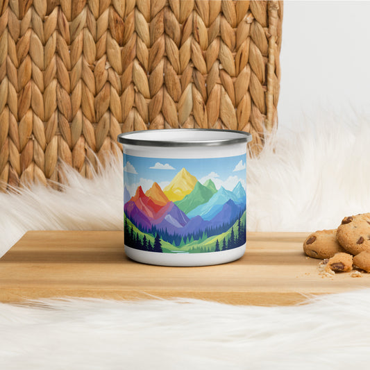 Gay Pride in the Mountains LGBTQIA+ | Enamel Camping Mug