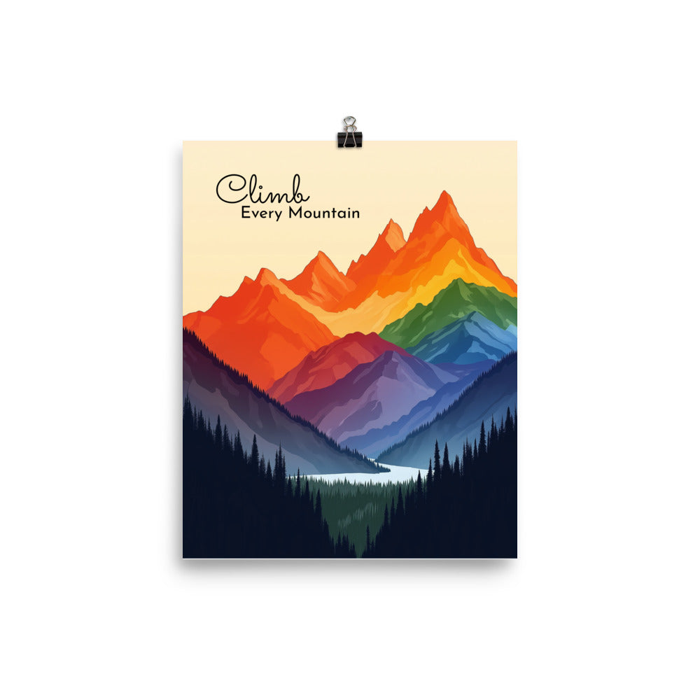 climb every mountain gay pride rainbow mountains poster