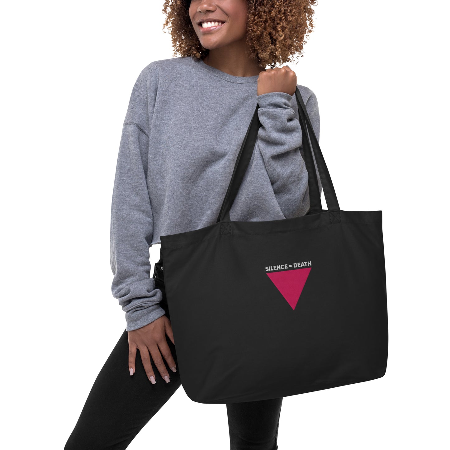 silence = death tote bag, act up tote bag, lesbian tote bags, pink triangle tote bag, queer tote bag, vintage lesbian tote bag