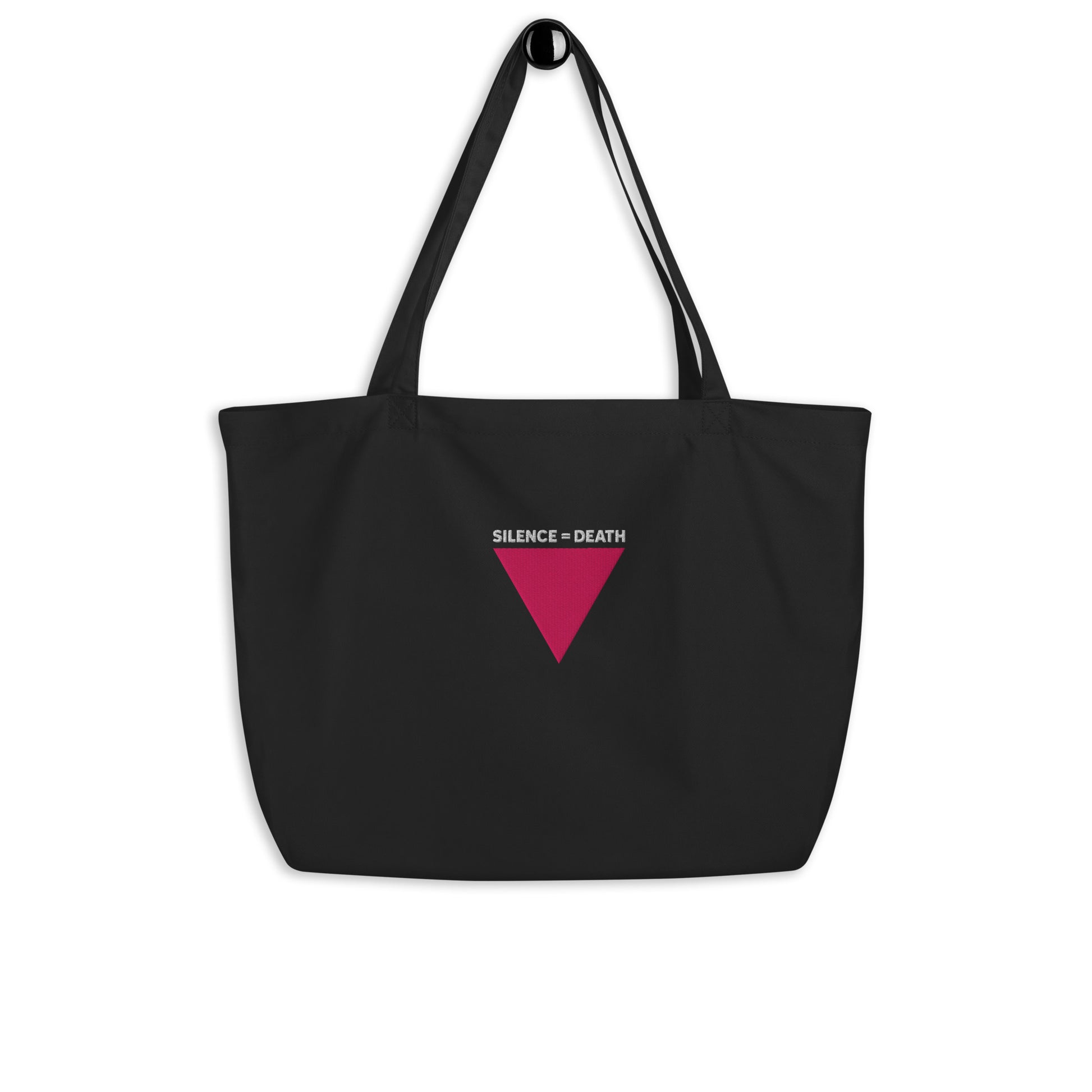 silence = death tote bag, act up tote bag, lesbian tote bags, pink triangle tote bag, queer tote bag, vintage lesbian tote bag