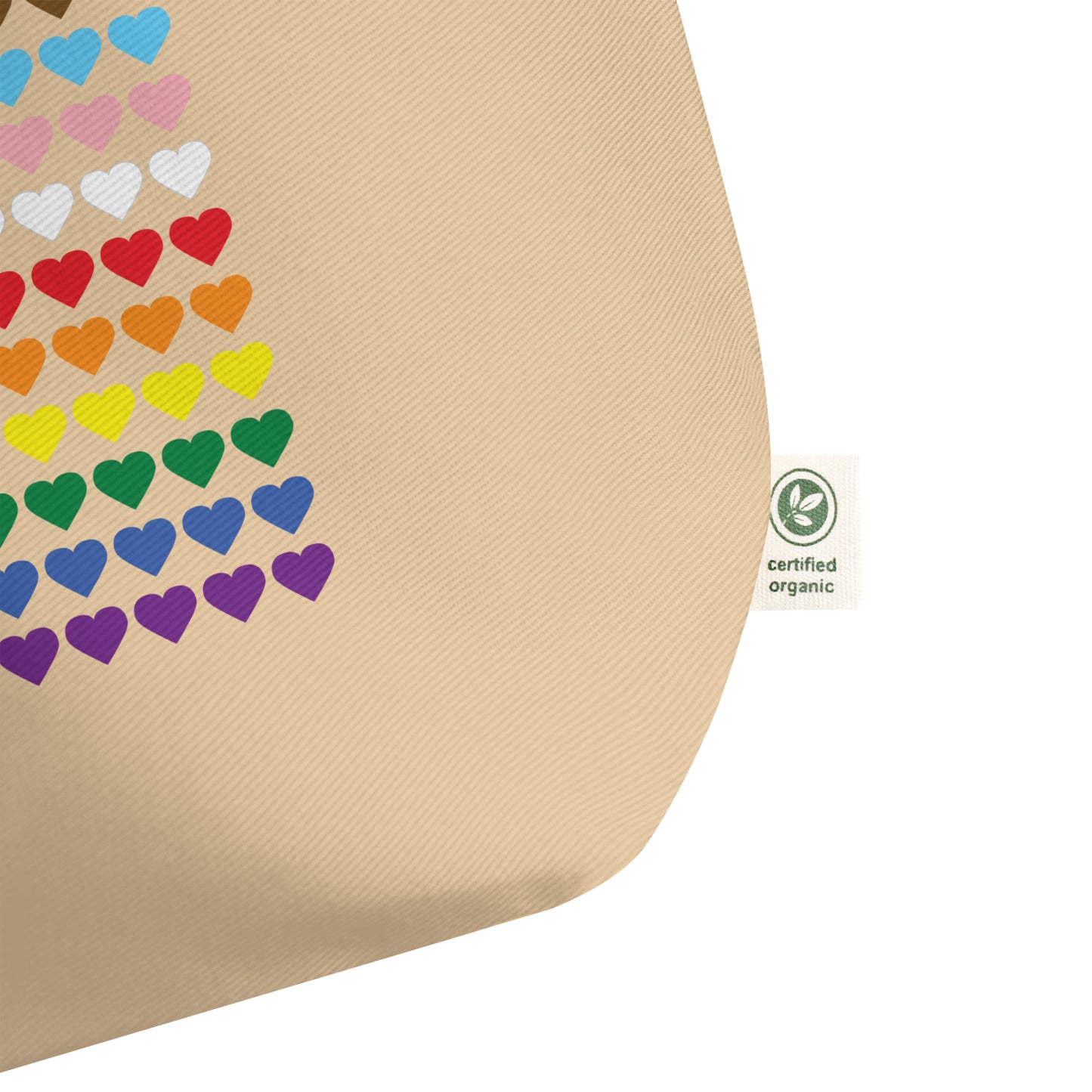 lesbian tote bag, rainbow flag tote bag, rainbow hearts tote bag, gay tote bag, gay shopping bag, large gay canvas shopping bag